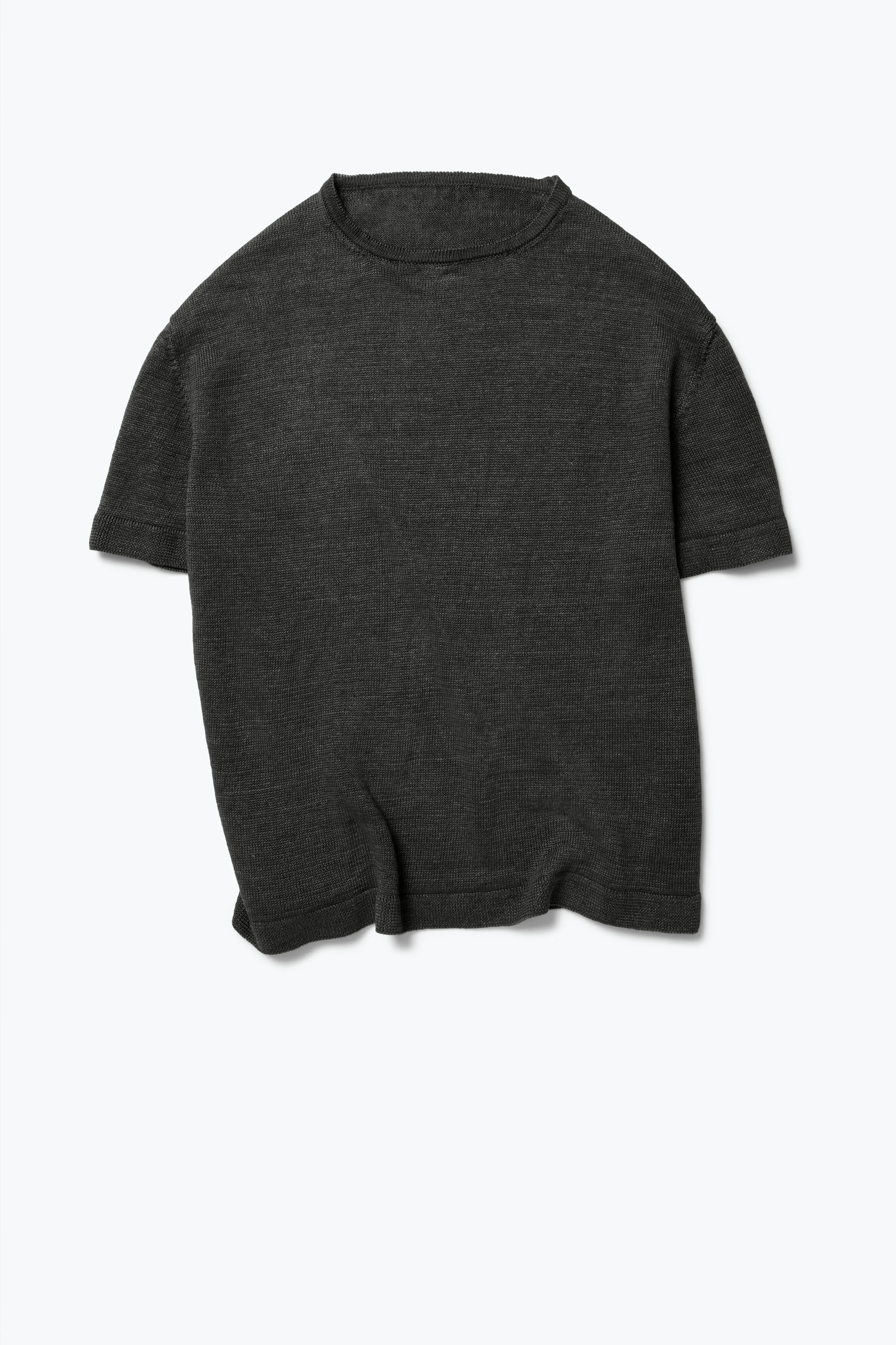 Short Sleeve Knit T-Shirt (Anthracite Linen) sold by Stoffa product image thumbnail 2