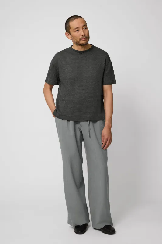 Short Sleeve Knit T-Shirt (Anthracite Linen) made by Stoffa
