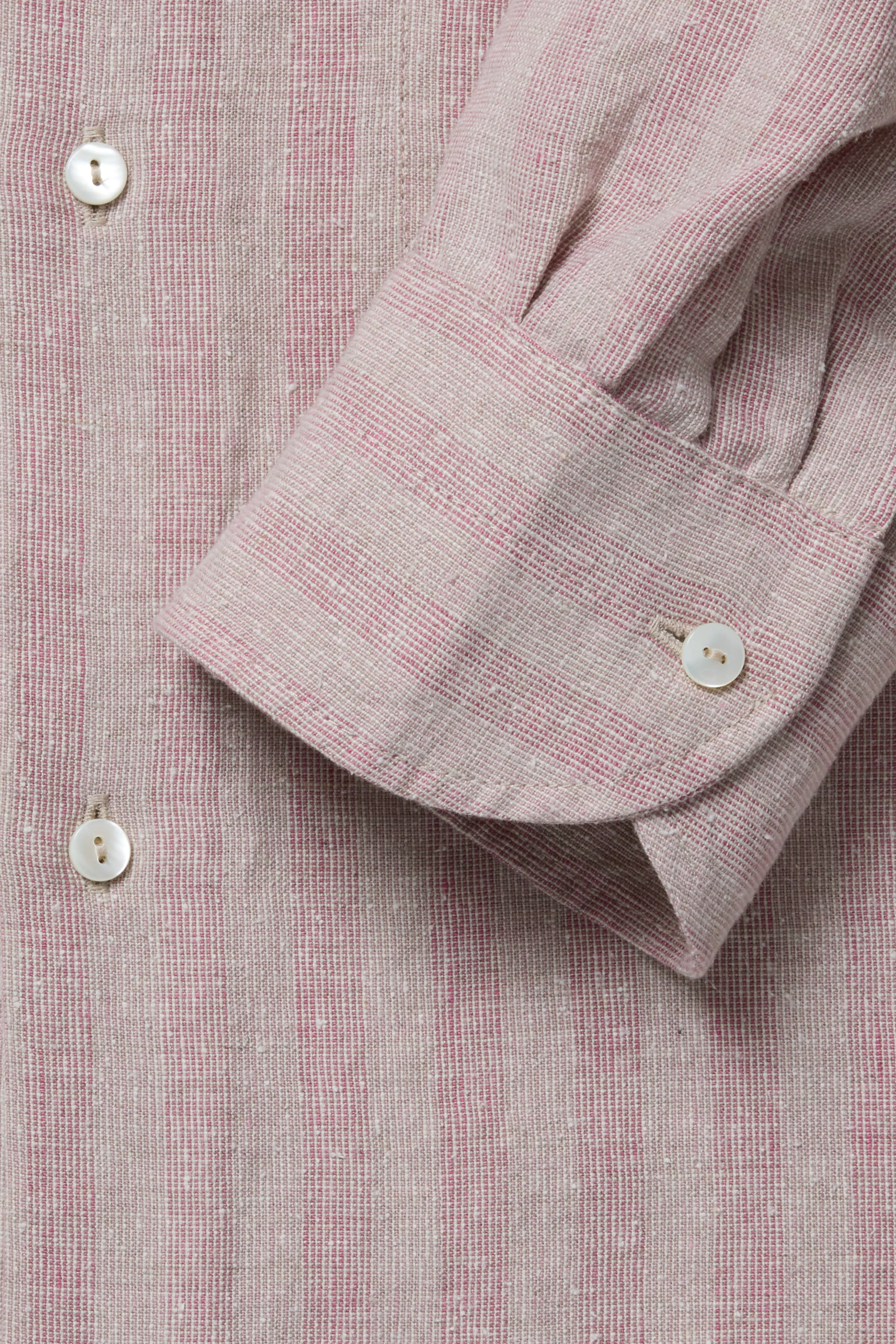 Spread Collar Shirt (Berry Stripe Linen Silk Slub) sold by Stoffa product image thumbnail 5