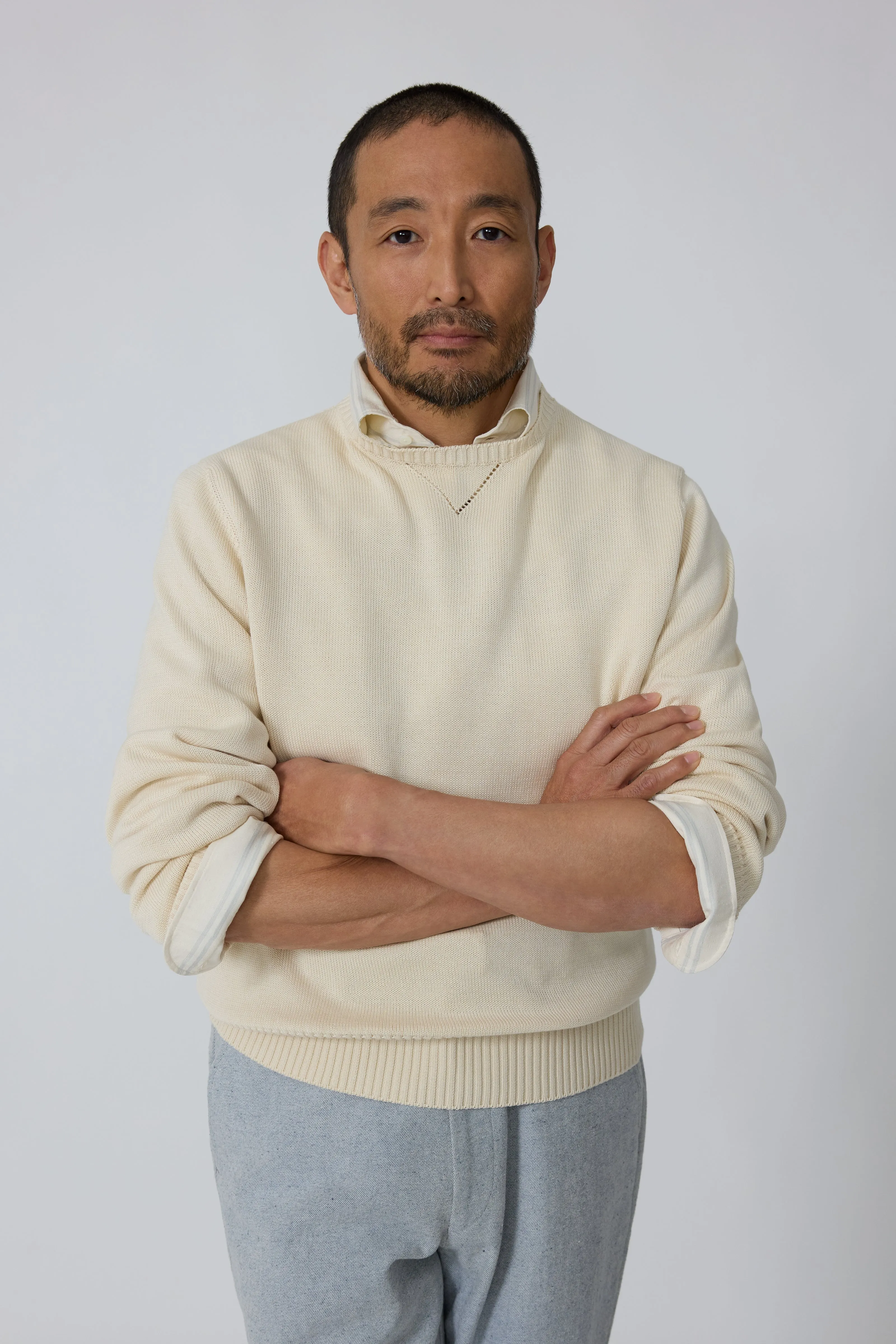 Crewneck Sweater (Ivory Cotton Mouliné) sold by Stoffa product image thumbnail 4