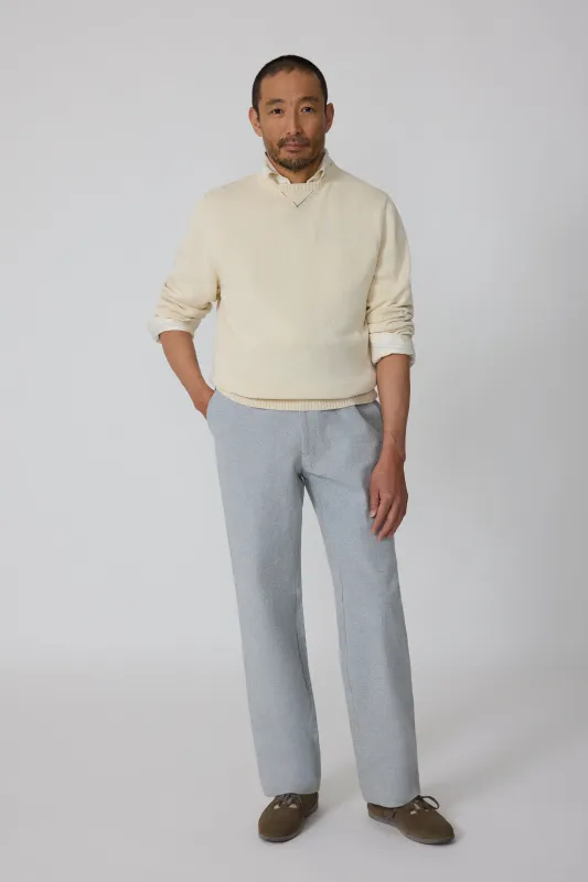 Crewneck Sweater (Ivory Cotton Mouliné) made by Stoffa