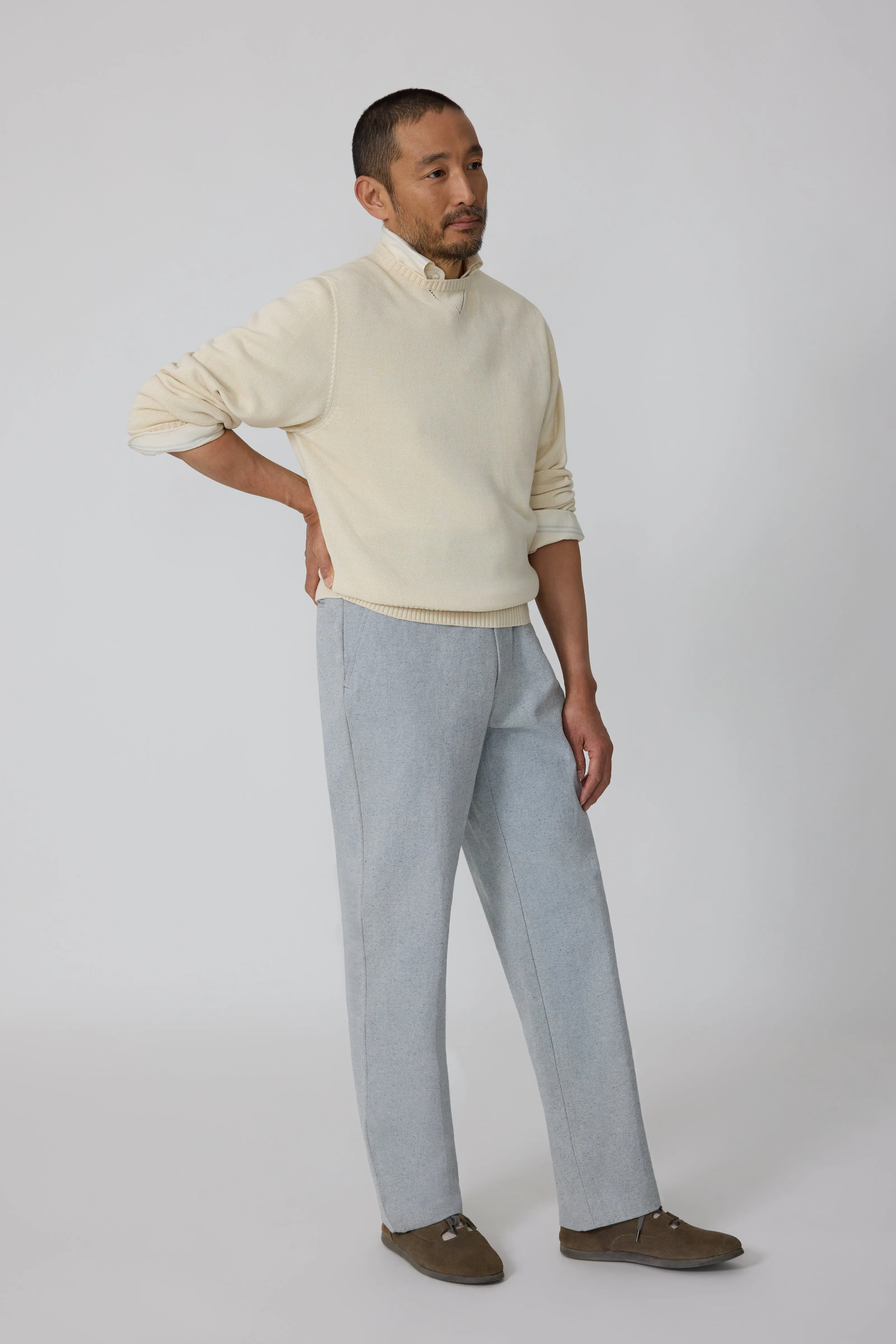 Crewneck Sweater (Ivory Cotton Mouliné) sold by Stoffa product image thumbnail 3
