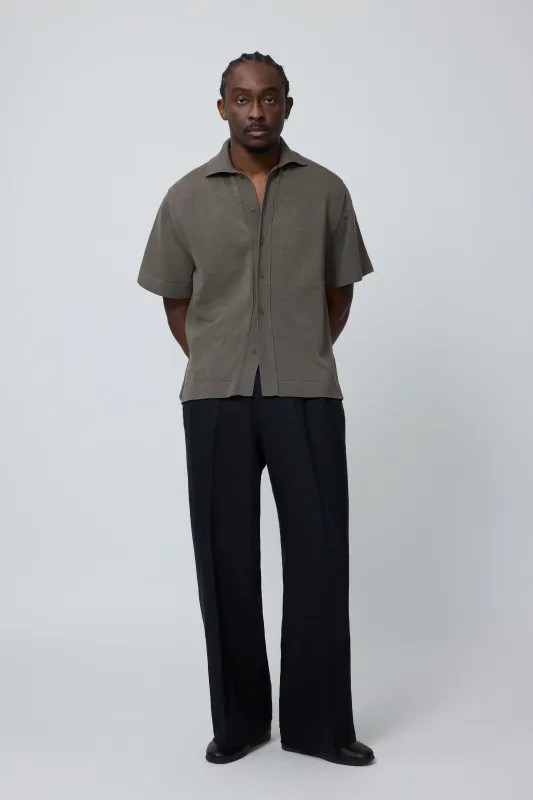Double Pleat Trouser (Black Washed Linen) made by Stoffa