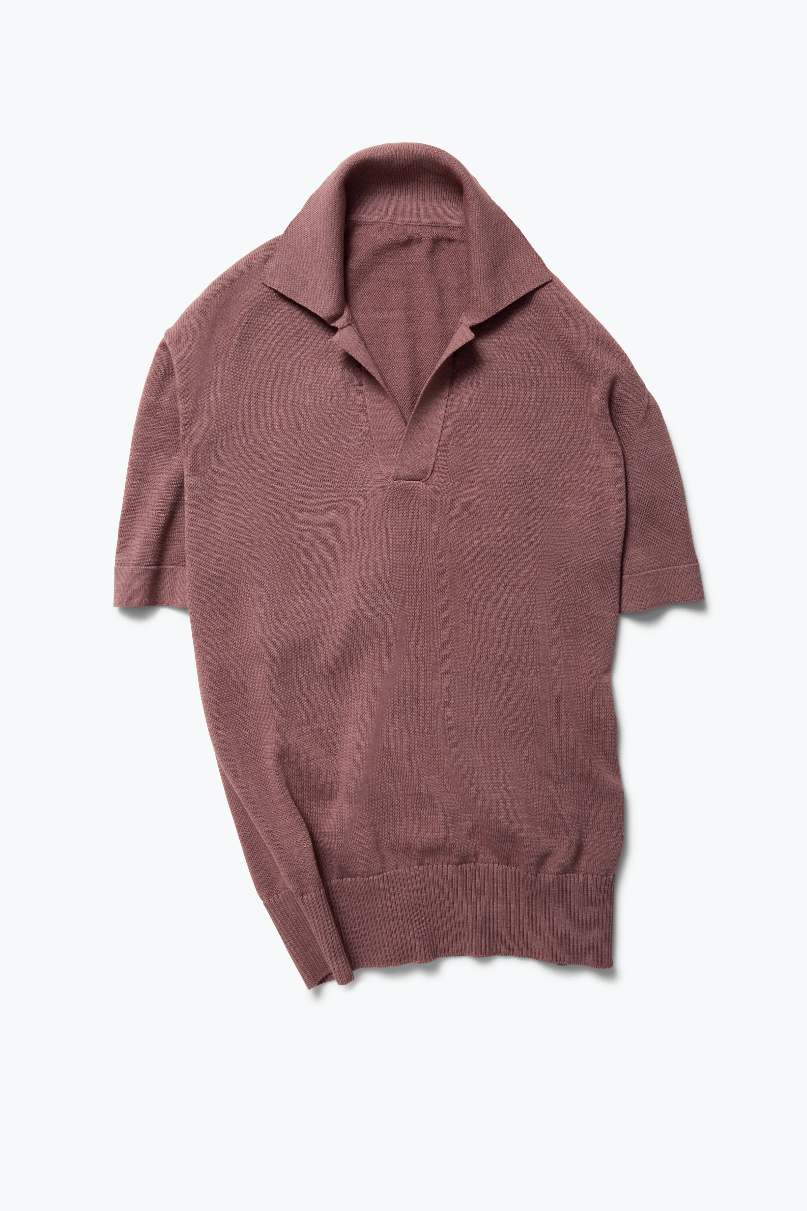 Short Sleeve Polo (Berry Naturally Dyed Cotton Mouliné) sold by Stoffa product image thumbnail 2