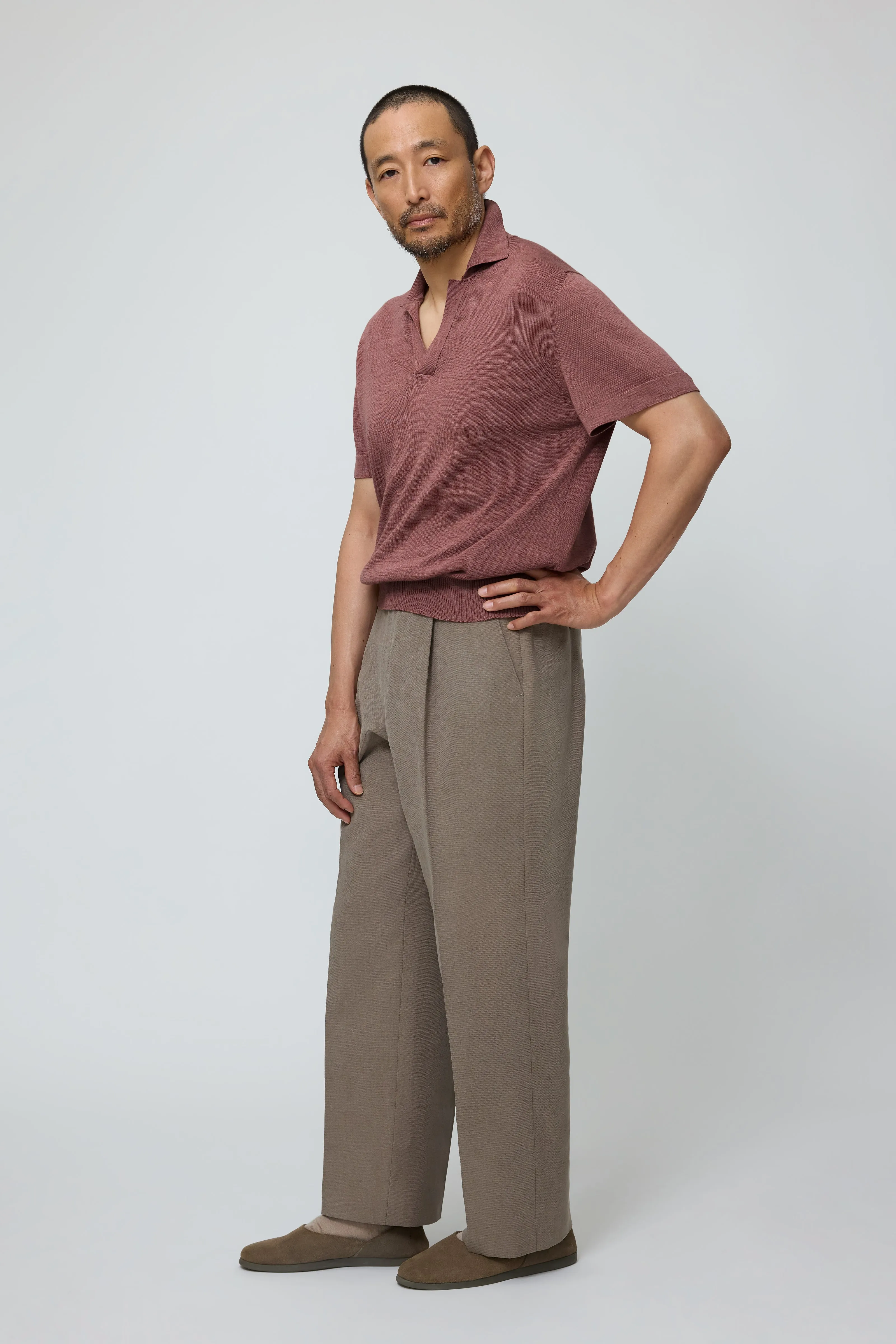 Short Sleeve Polo (Berry Naturally Dyed Cotton Mouliné) sold by Stoffa product image thumbnail 3