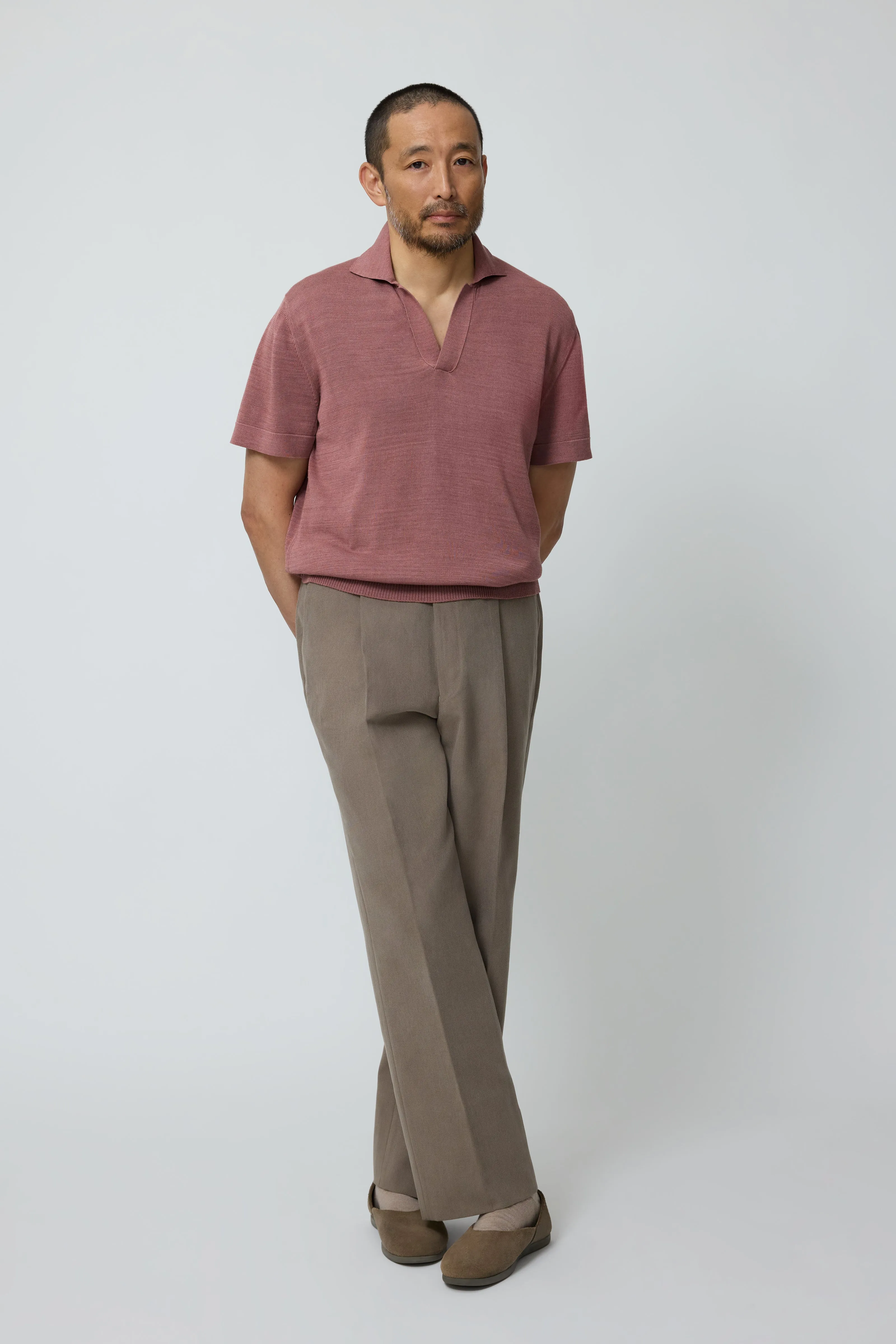 Short Sleeve Polo (Berry Naturally Dyed Cotton Mouliné) sold by Stoffa