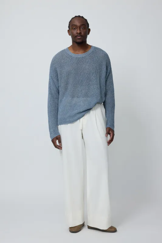 Long Sleeve U-Neck (Washed Indigo Linen) made by Stoffa