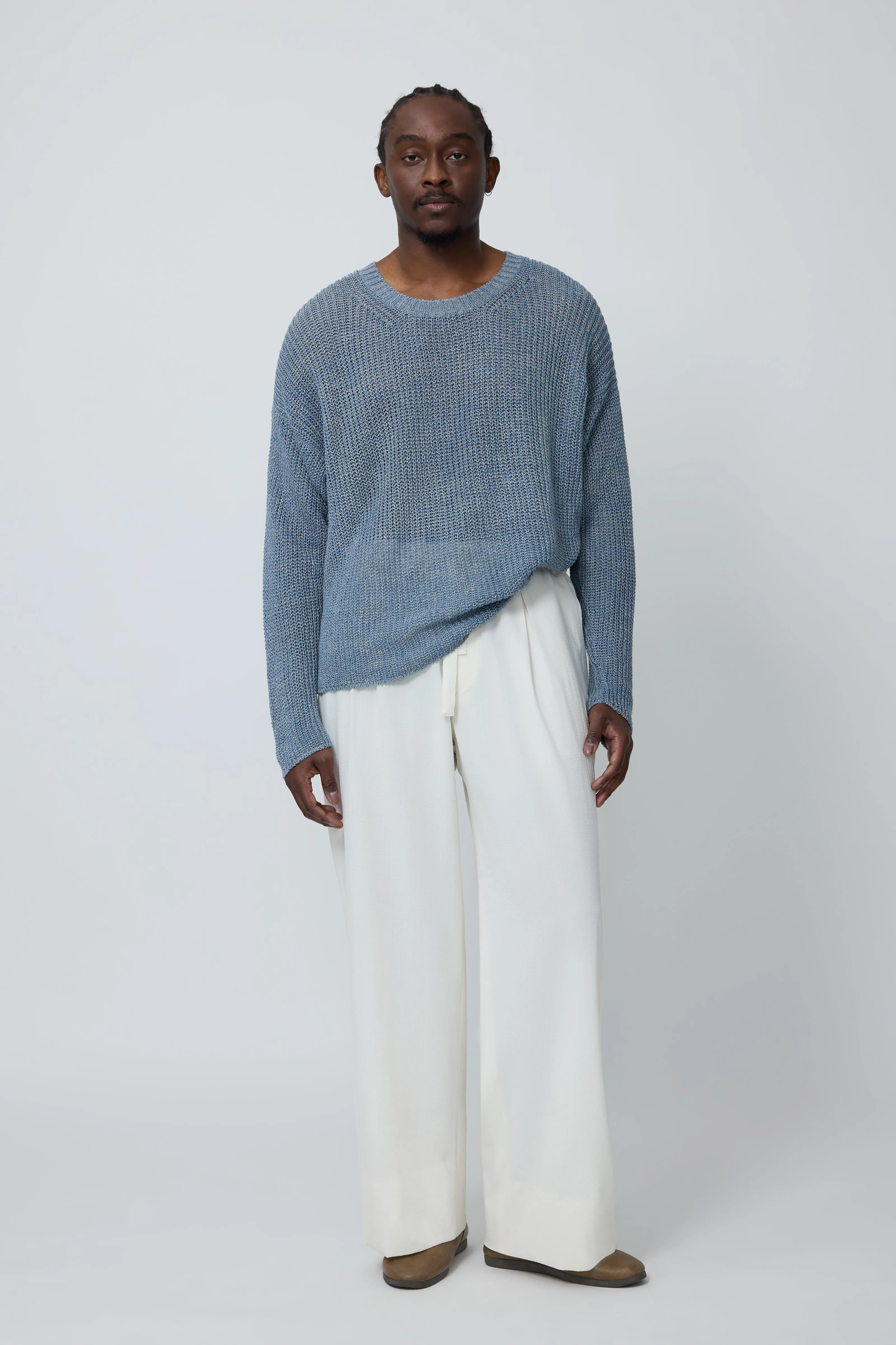 Long Sleeve U-Neck (Washed Indigo Linen) sold by Stoffa
