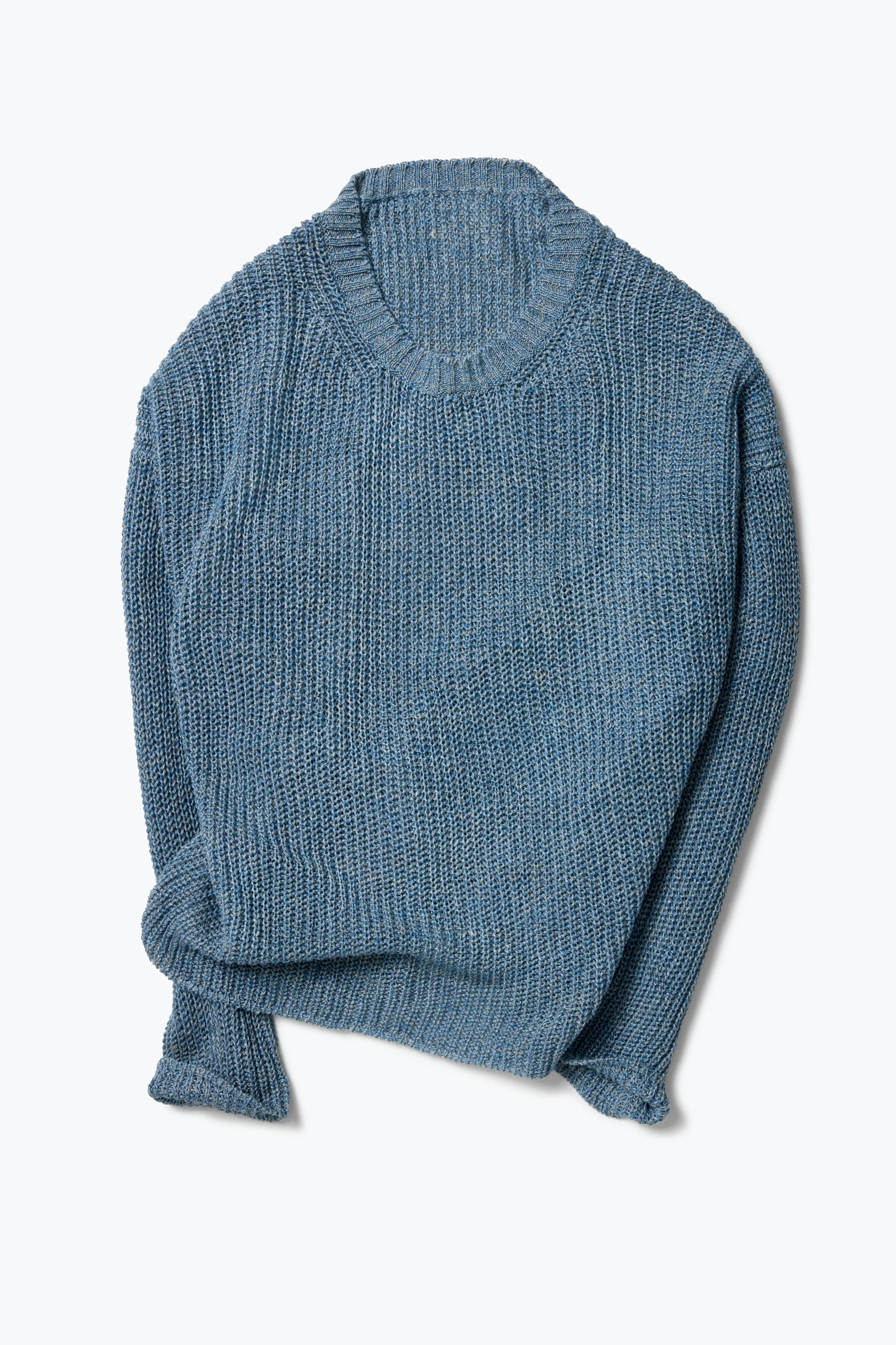 Long Sleeve U-Neck (Washed Indigo Linen) sold by Stoffa product image thumbnail 2