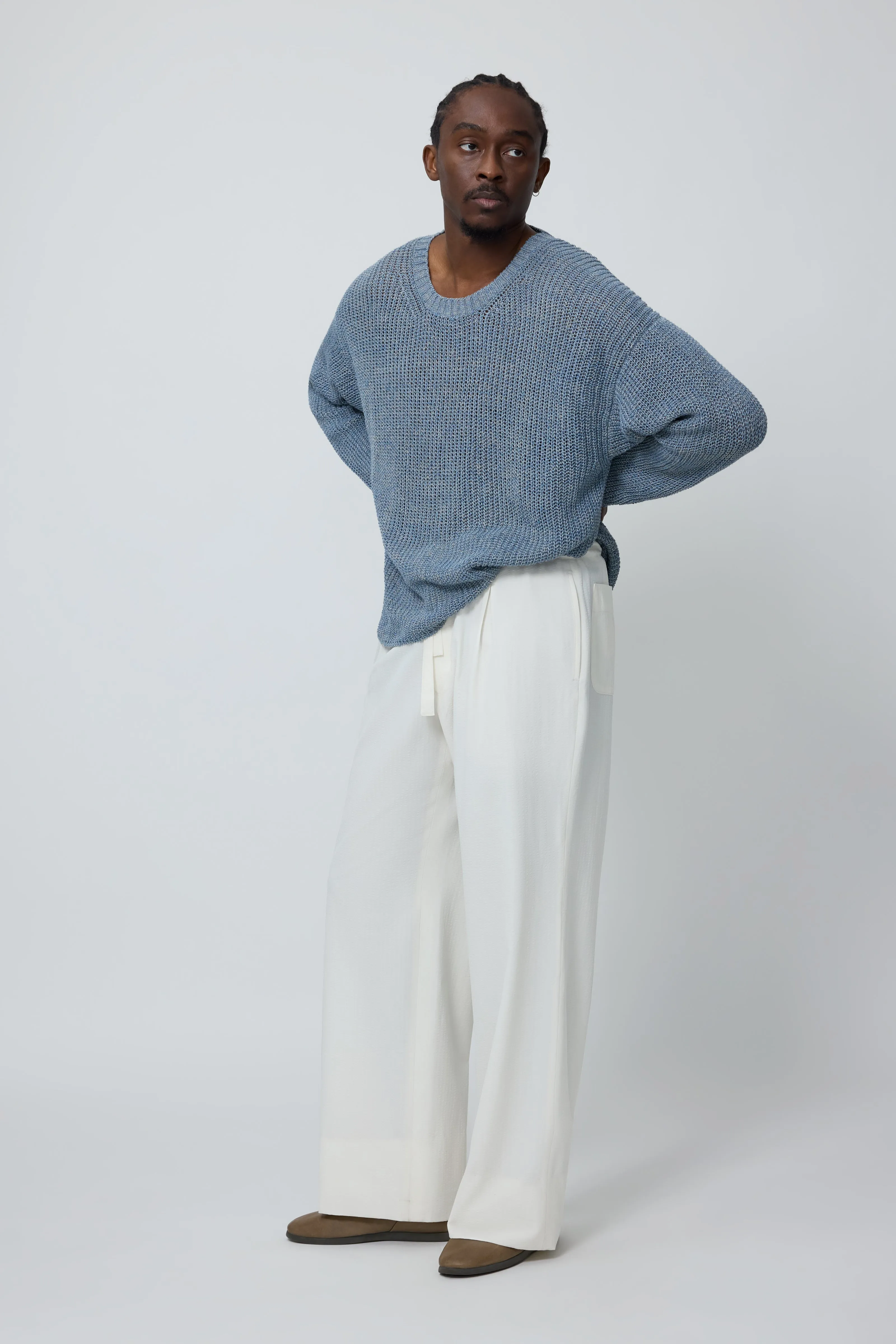 Long Sleeve U-Neck (Washed Indigo Linen) sold by Stoffa product image thumbnail 3