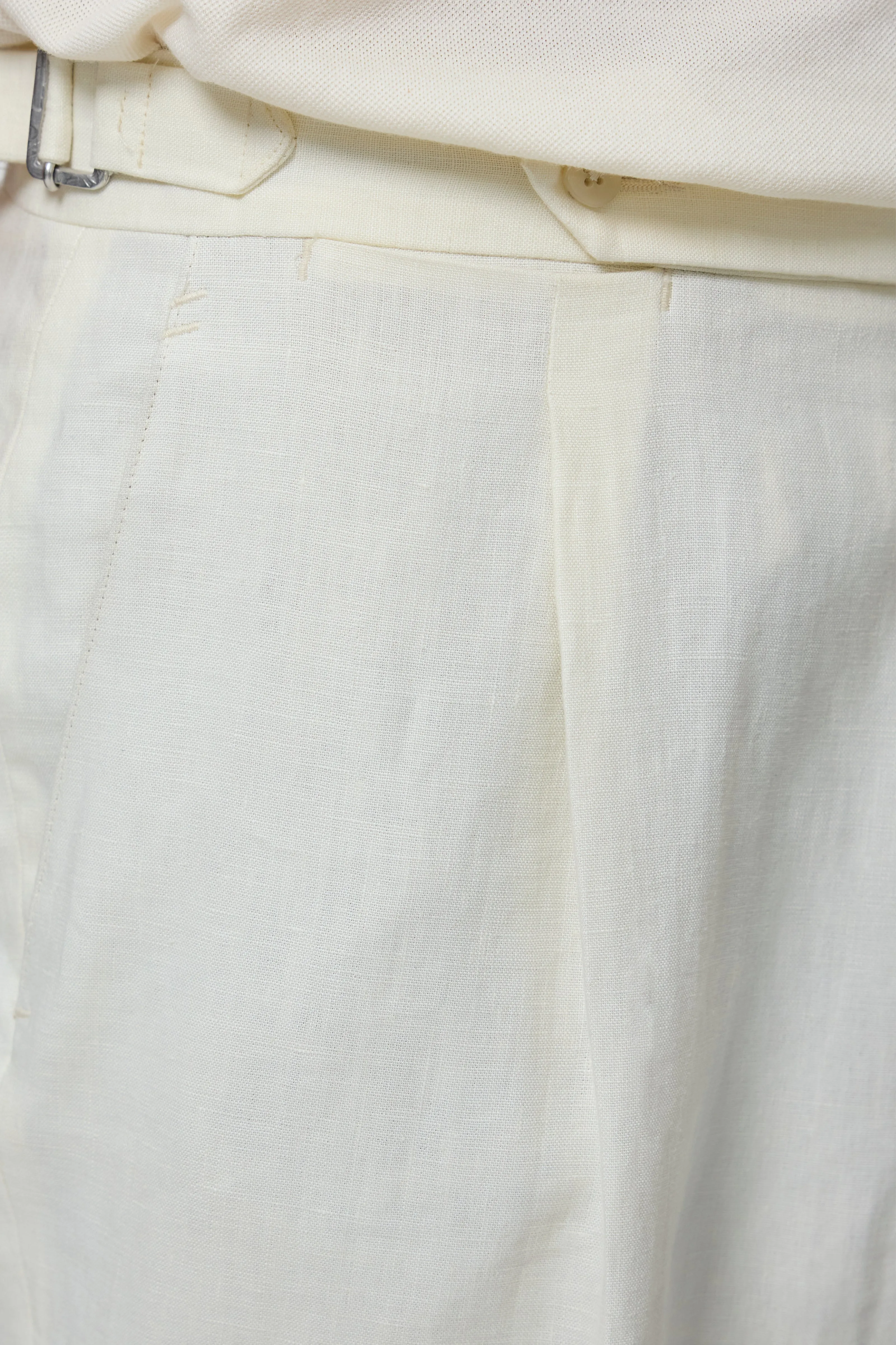 Single Pleat Trouser (Ivory Washed Linen) sold by Stoffa product image thumbnail 4
