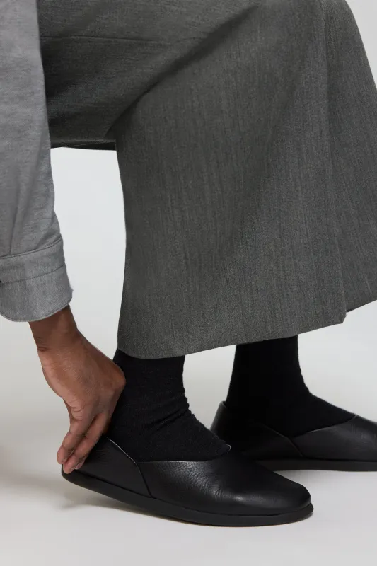 Slipper (Black Leather) made by Stoffa