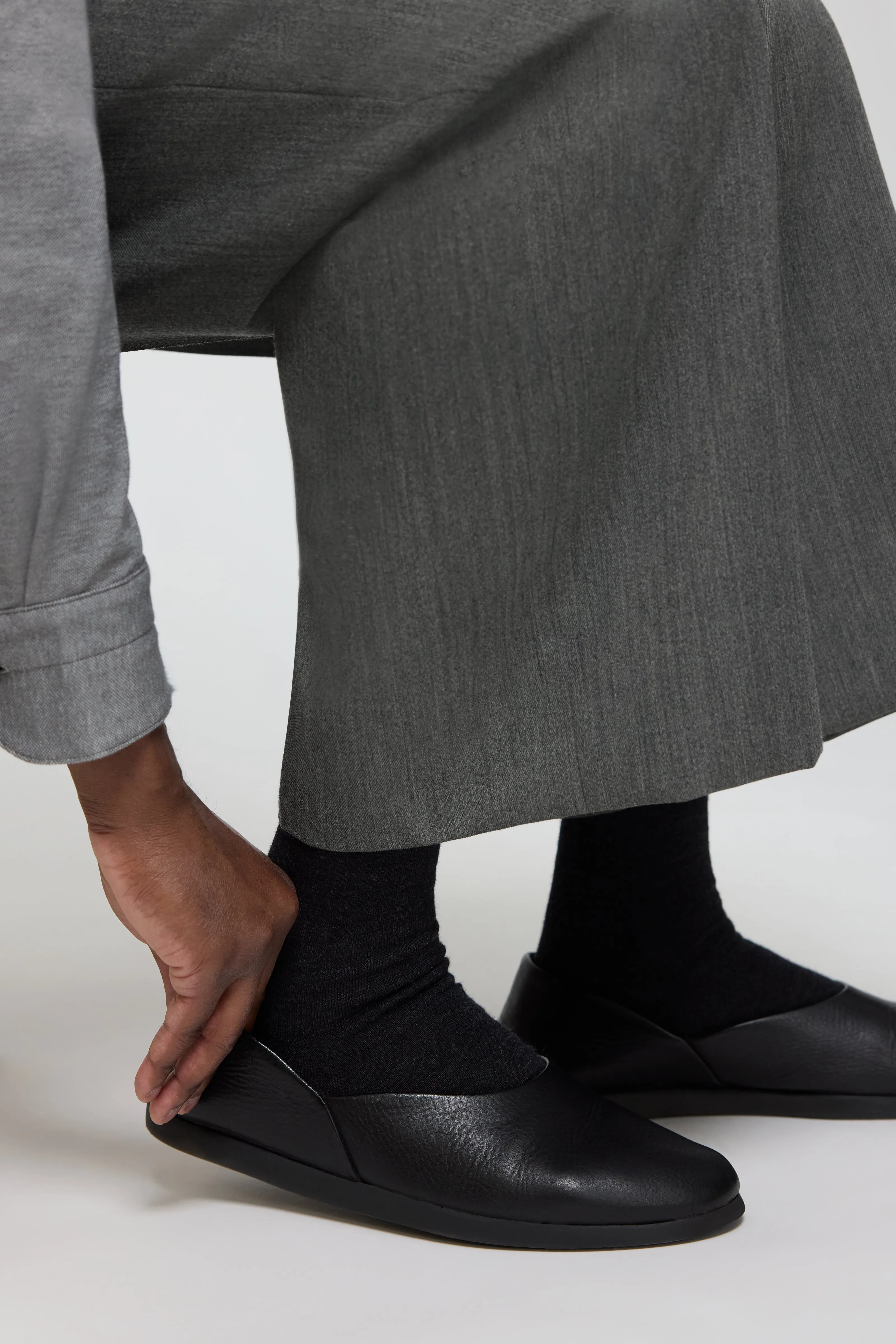 Slipper (Black Leather) sold by Stoffa