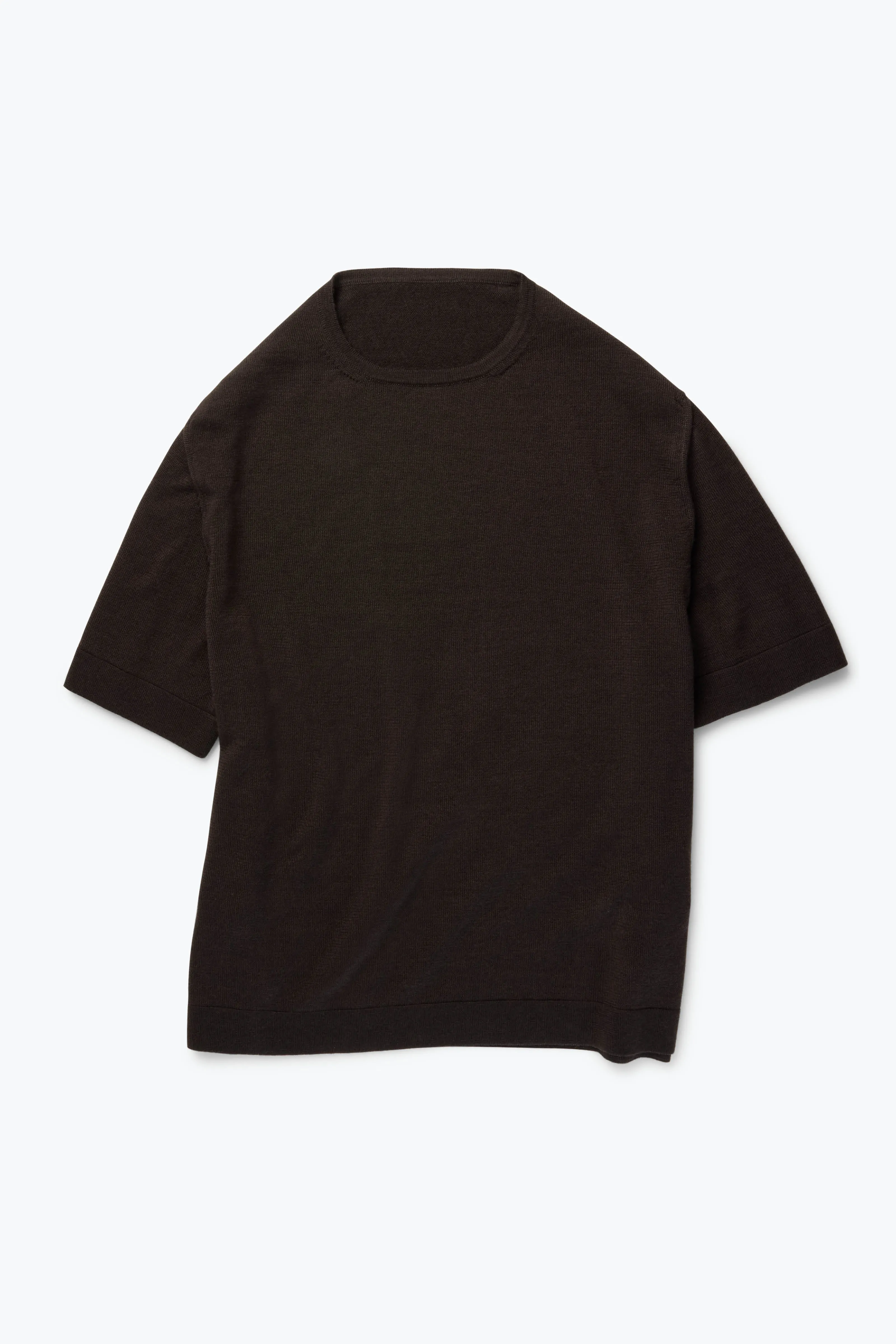 Short Sleeve Knit T-Shirt (Chocolate Wool Silk) sold by Stoffa product image thumbnail 2