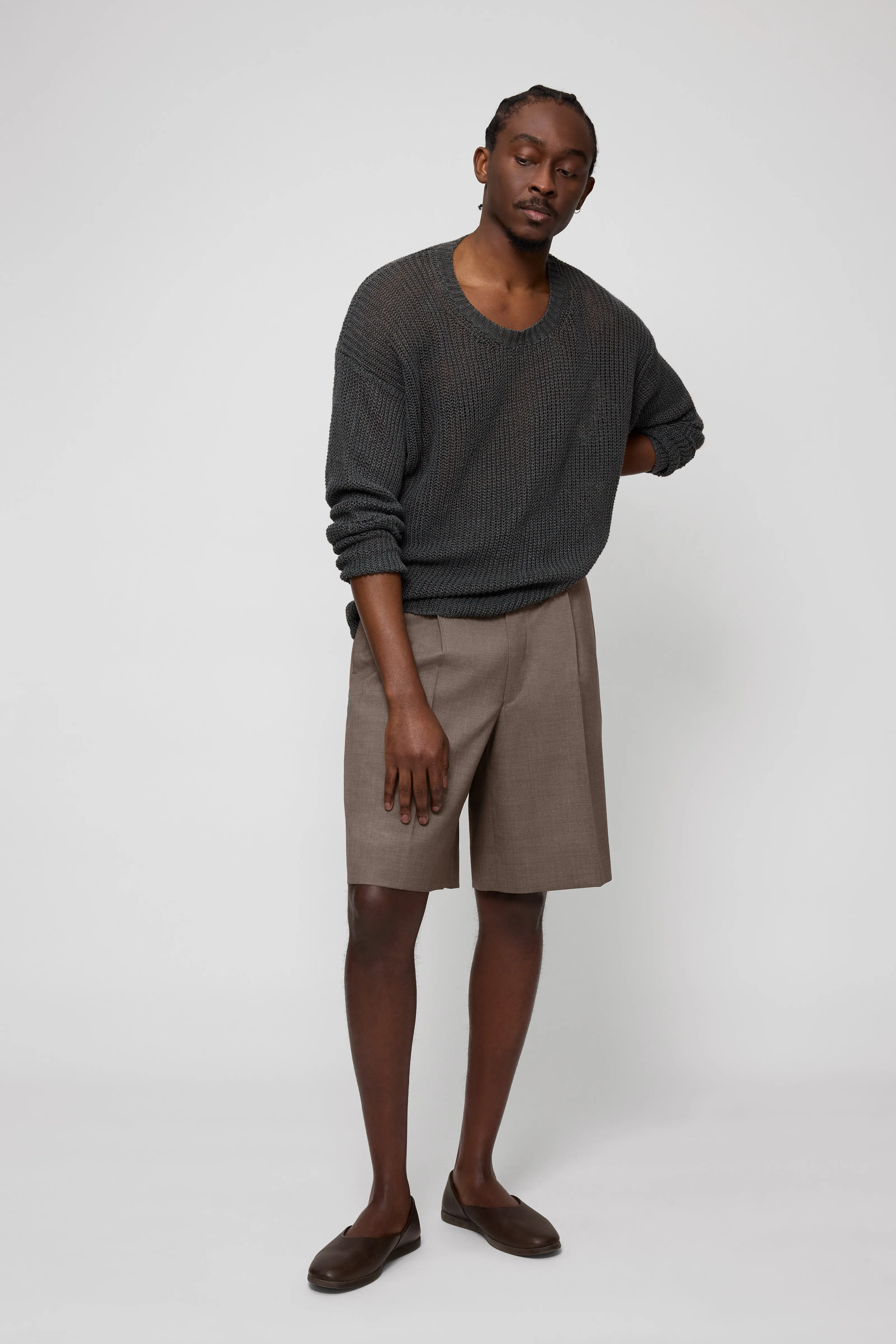 Long Sleeve U-Neck (Anthracite Linen) sold by Stoffa