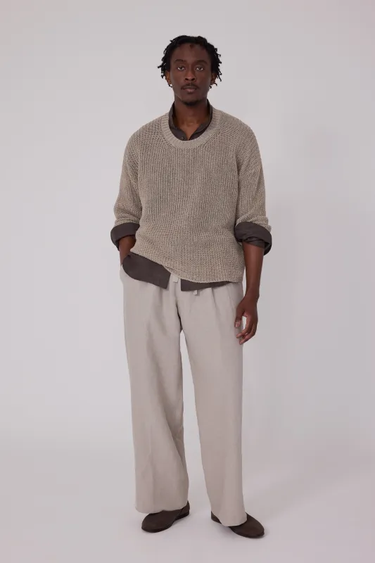 Long Sleeve U-Neck (Undyed Taupe Linen) made by Stoffa