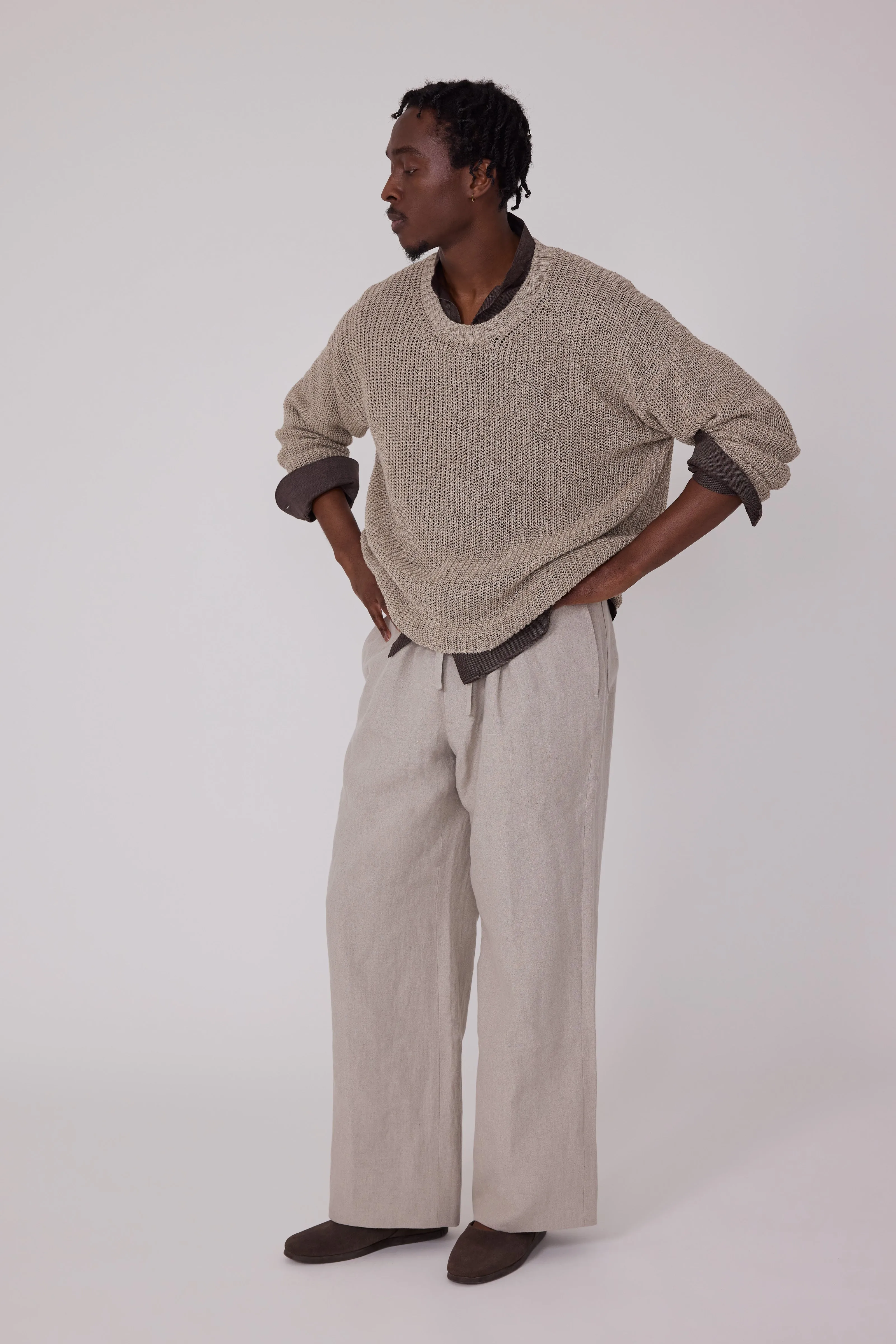 Long Sleeve U-Neck (Undyed Taupe Linen) sold by Stoffa product image thumbnail 3