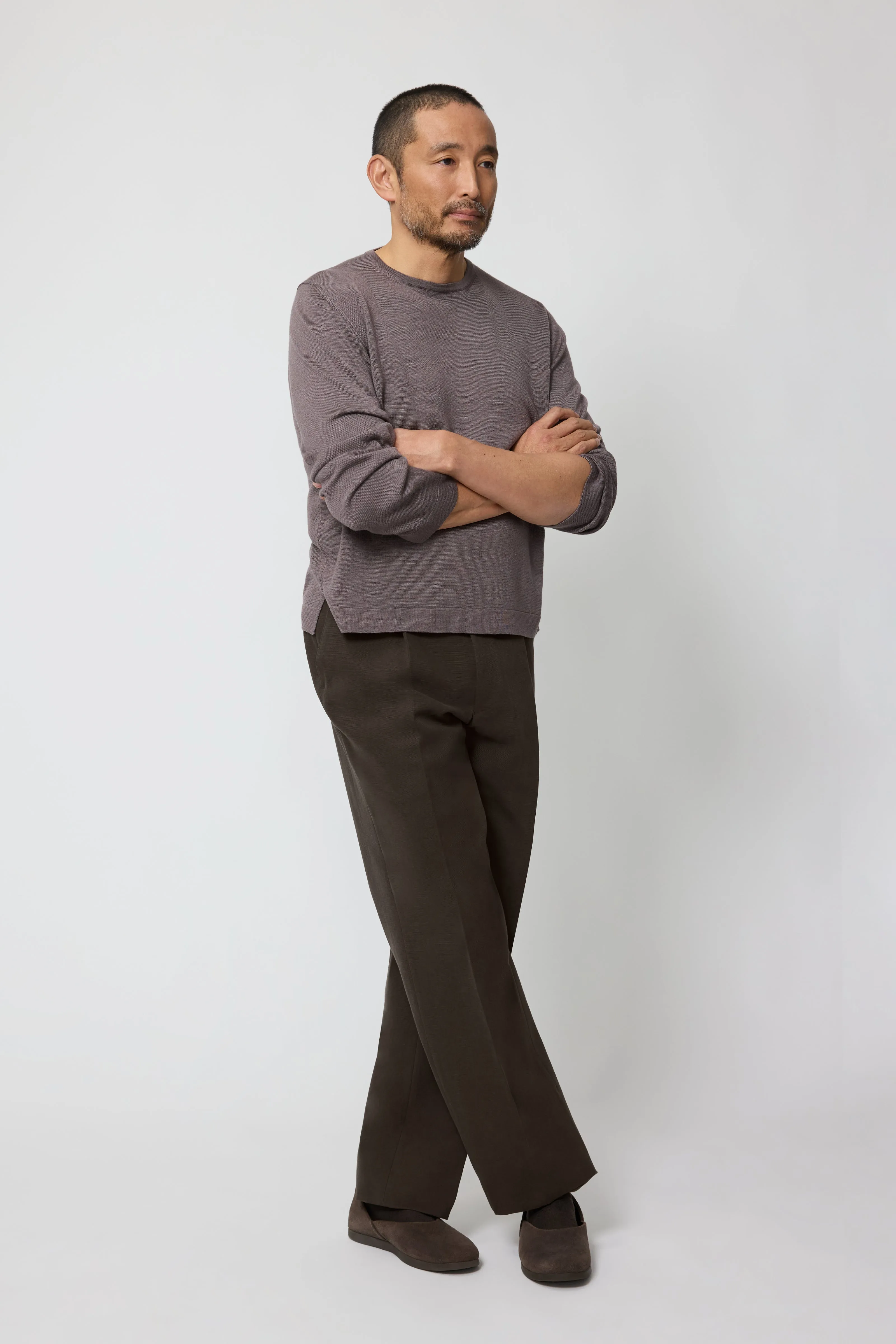 Long Sleeve Knit T-Shirt (Fig Wool Silk) sold by Stoffa product image thumbnail 3