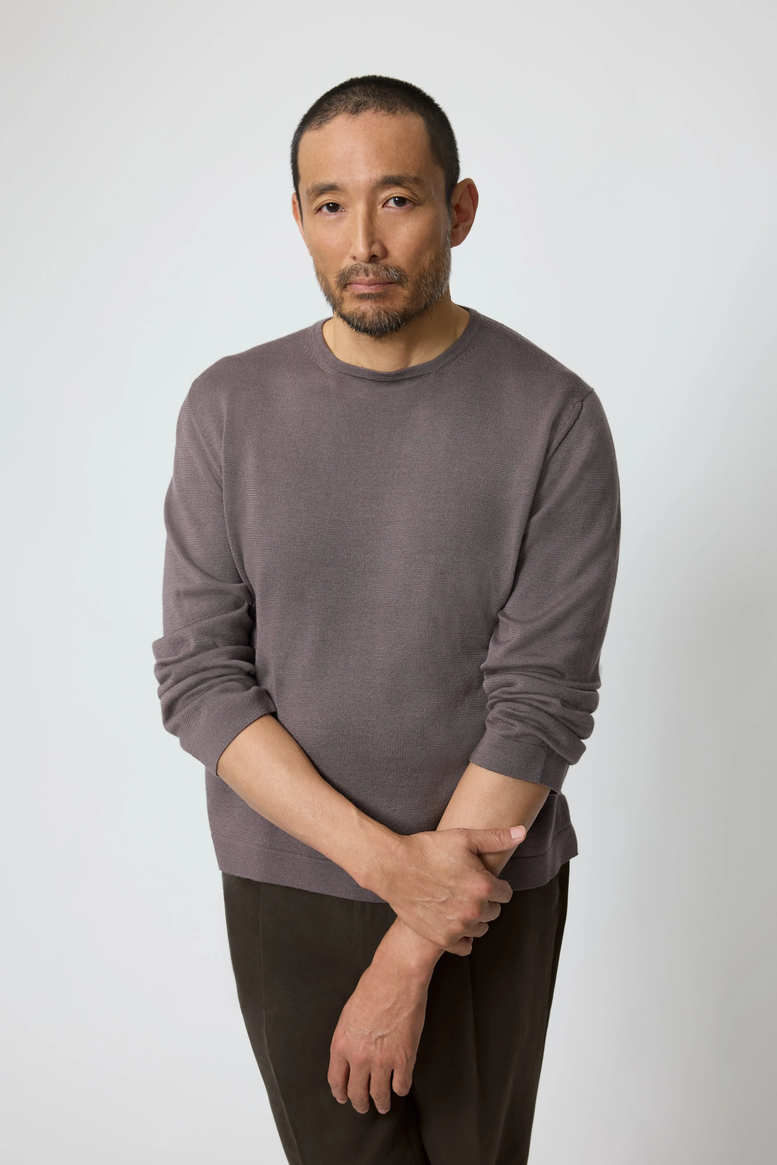 Long Sleeve Knit T-Shirt (Fig Wool Silk) sold by Stoffa product image thumbnail 4