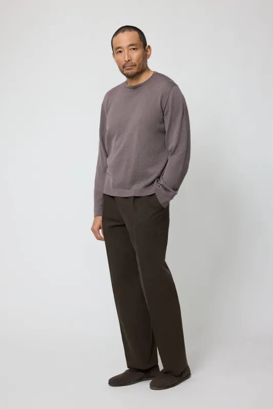 Long Sleeve Knit T-Shirt (Fig Wool Silk) made by Stoffa