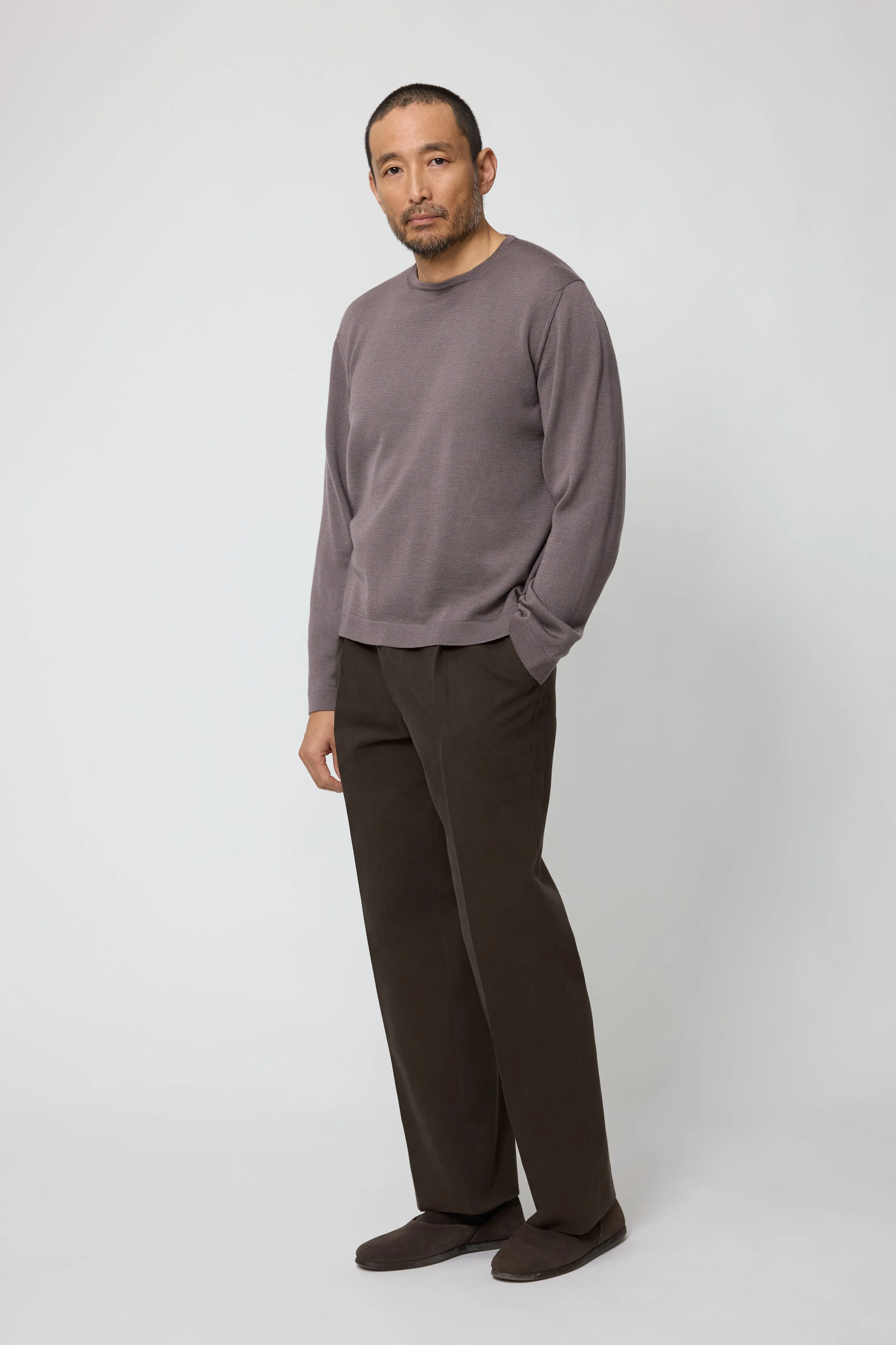 Long Sleeve Knit T-Shirt (Fig Wool Silk) sold by Stoffa