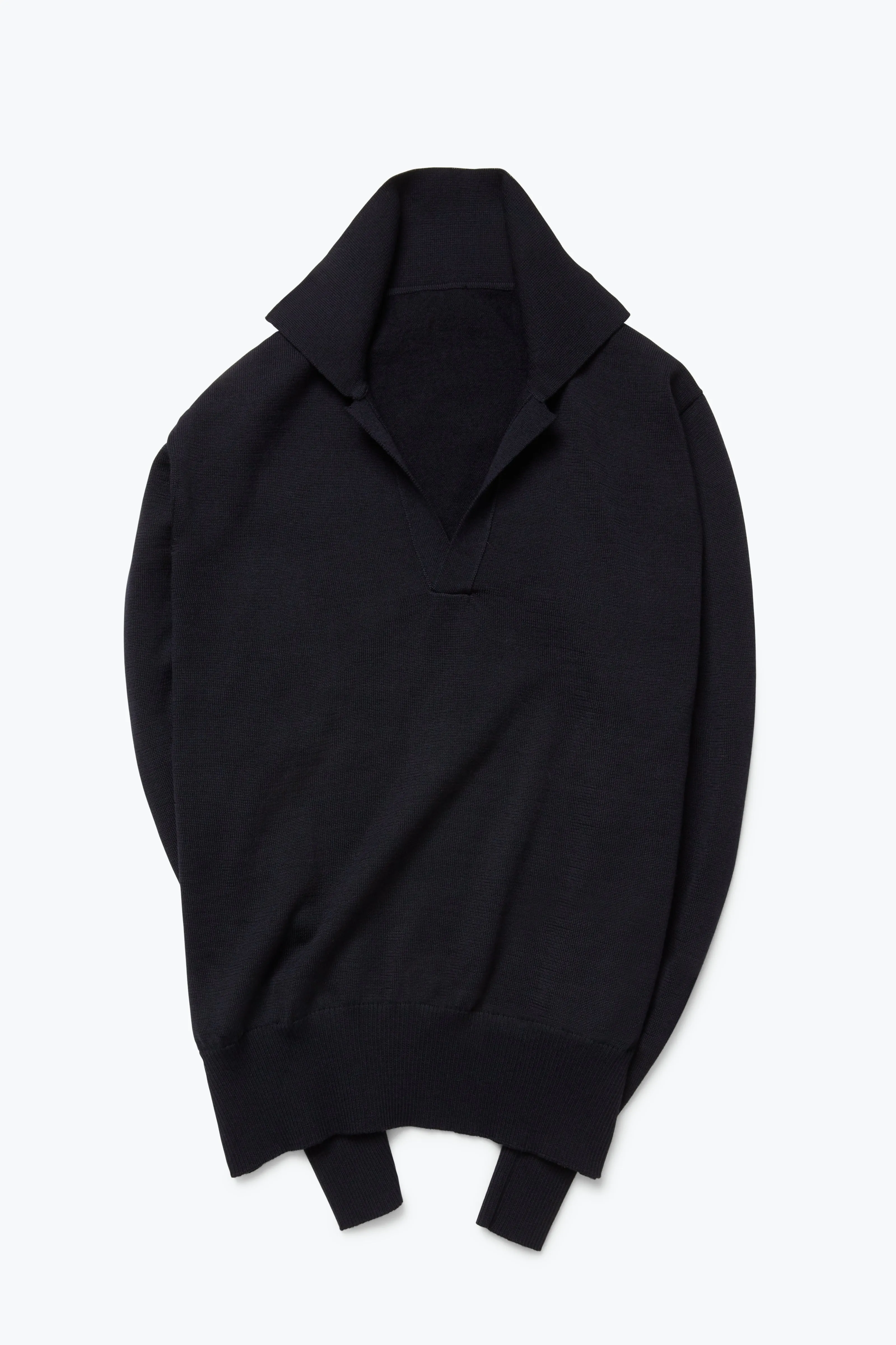 Long Sleeve Polo (Navy Wool Silk) sold by Stoffa product image thumbnail 2