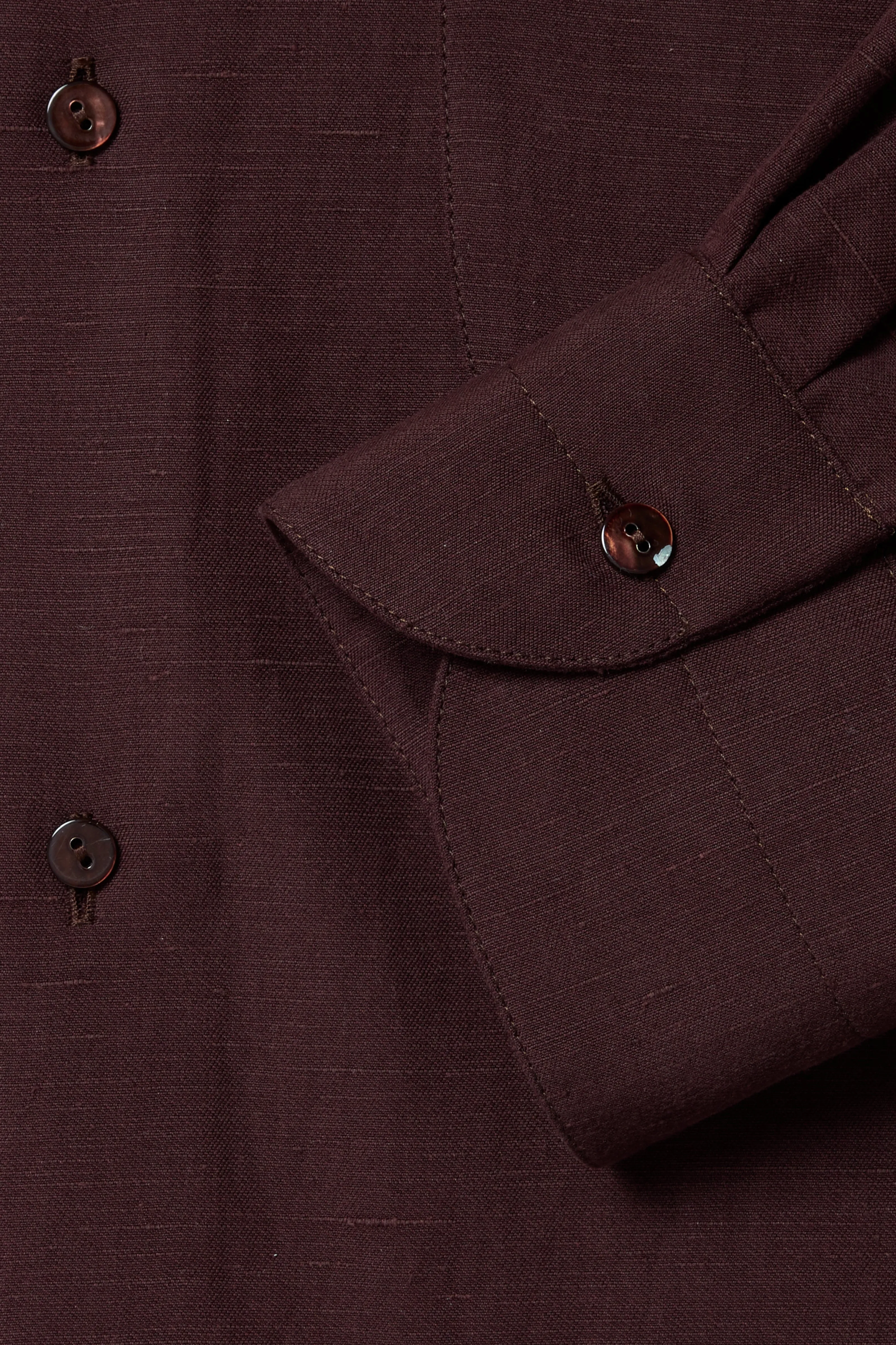 Band Collar Shirt (Wine Slub Linen Silk Twill) sold by Stoffa product image thumbnail 5