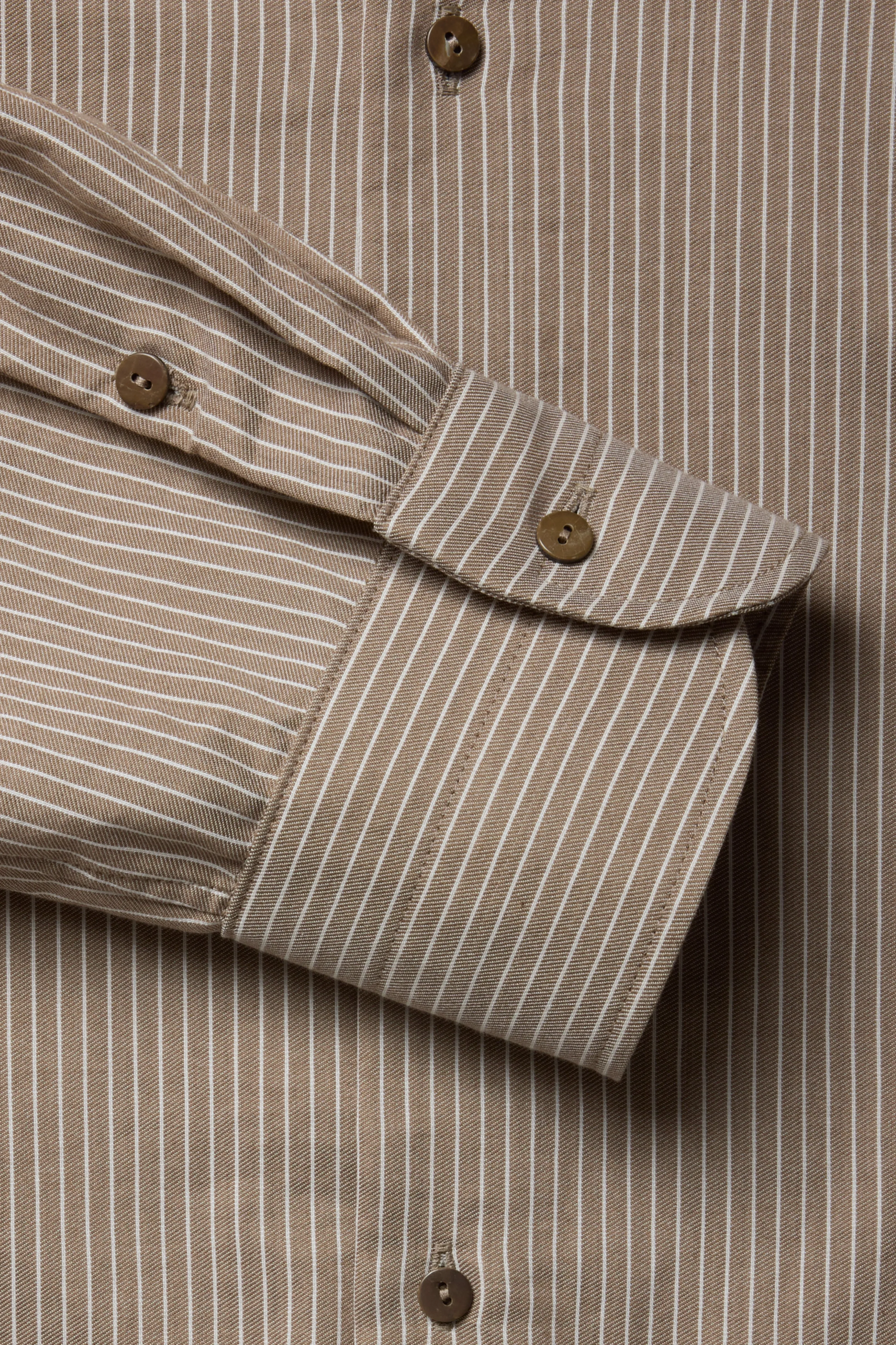 Spread Collar Shirt (Oat Stripe Naturally Dyed Cotton Twill) sold by Stoffa product image thumbnail 5