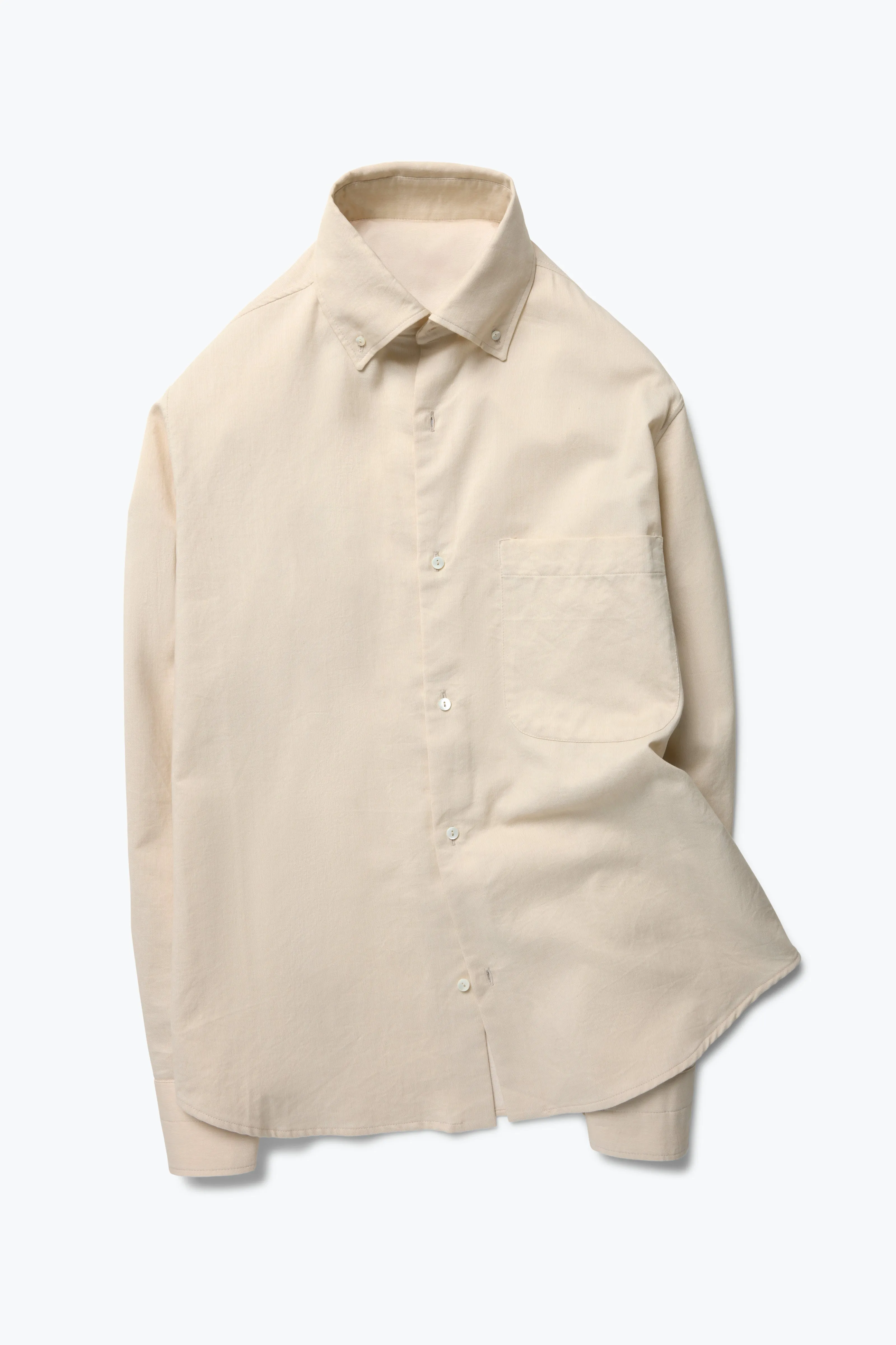 Button Down Collar Shirt (Ecru Naturally Dyed Cotton Twill) sold by Stoffa product image thumbnail 2