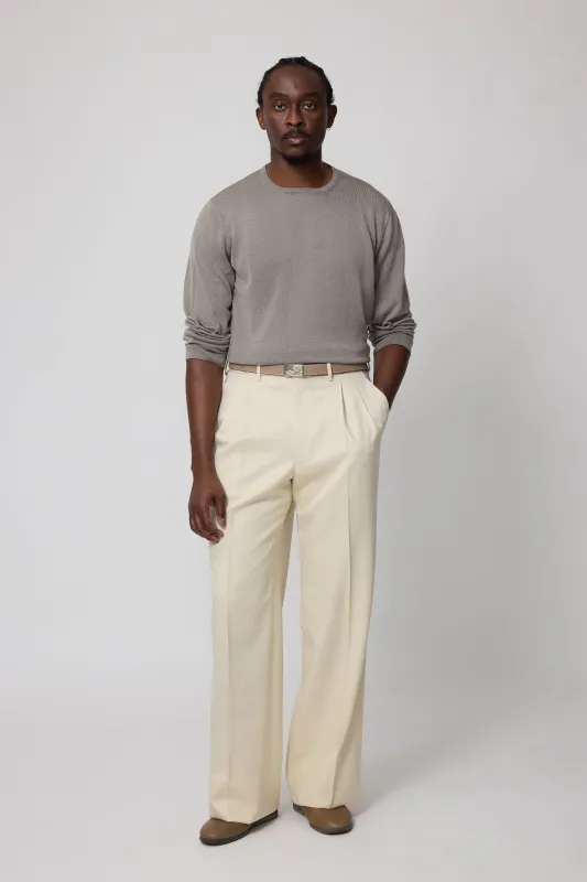 Long Sleeve Knit T-Shirt (Taupe Wool Silk) made by Stoffa