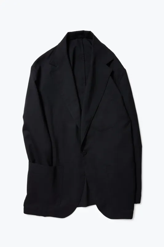 Single Breasted Shirt Jacket (Black Tropical Wool) made by Stoffa