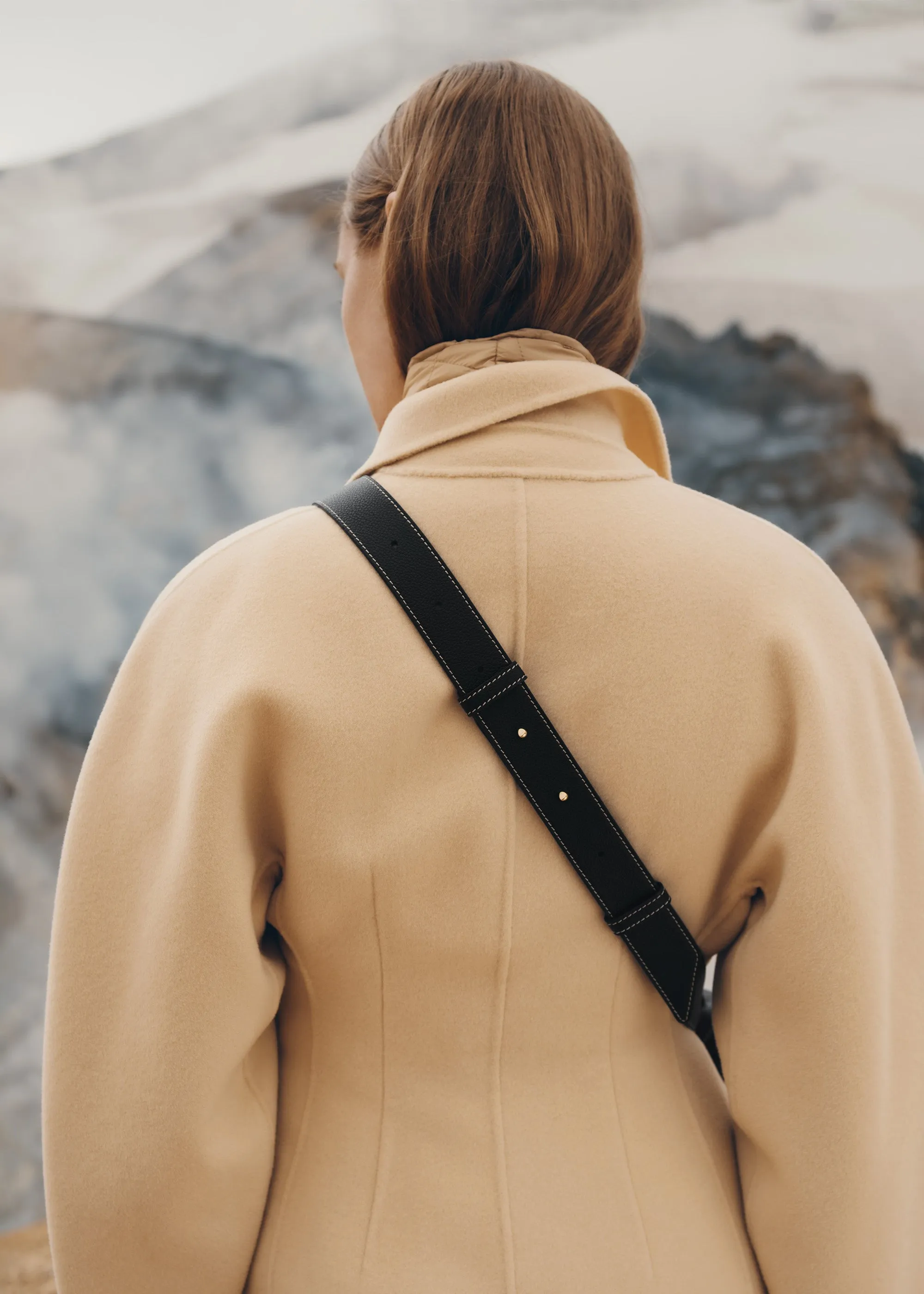 Mokki - Textured Black with Ecru Stitching sold by Polene product image thumbnail 5