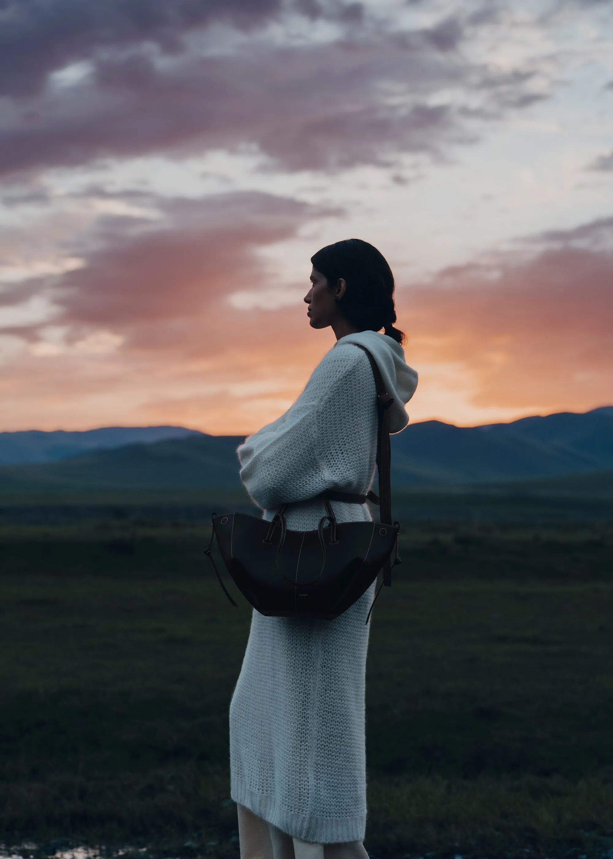 Cyme Mini - Textured Black with Ecru Stitching sold by Polene product image thumbnail 5