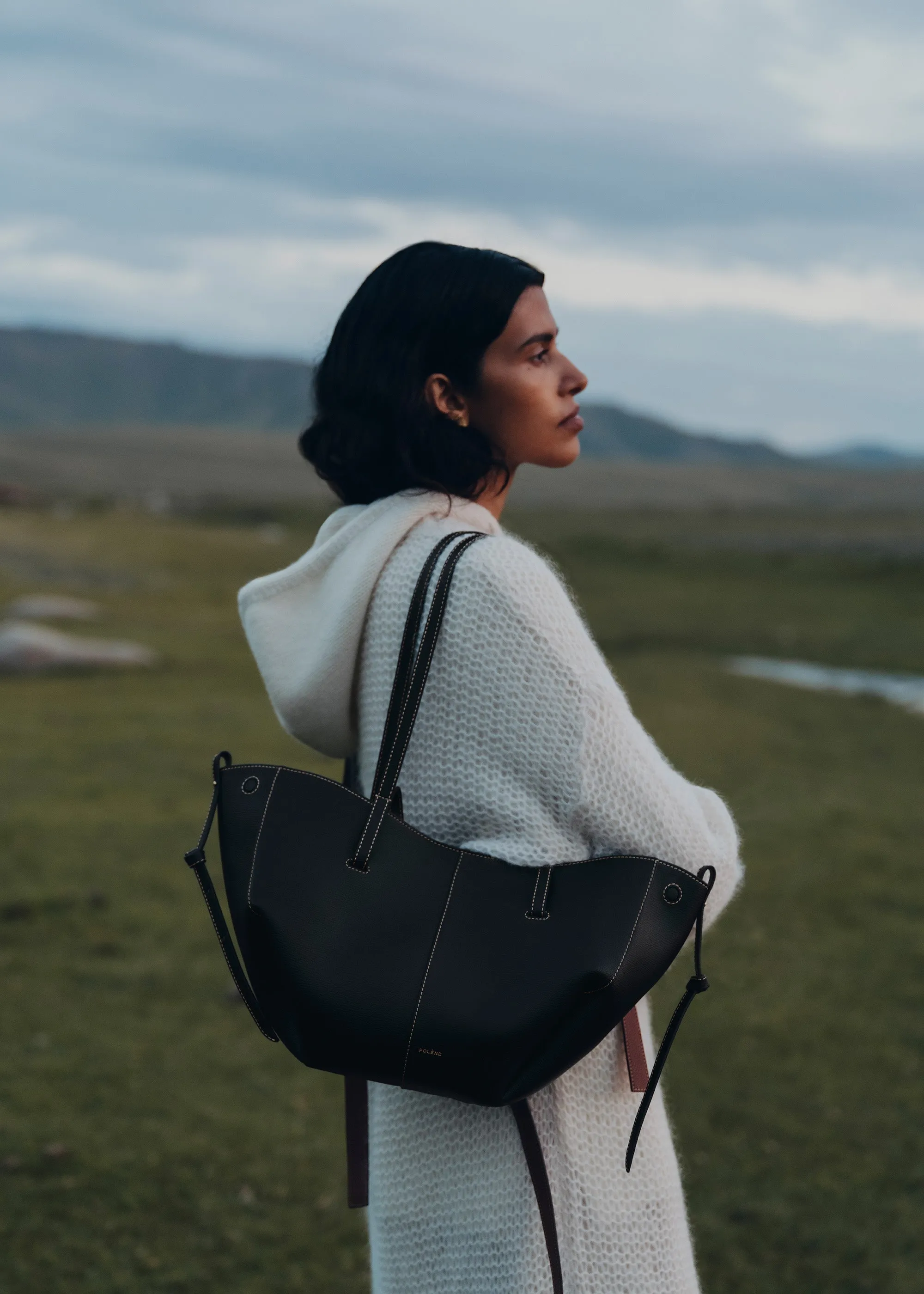 Cyme Mini - Textured Black with Ecru Stitching sold by Polene product image thumbnail 2