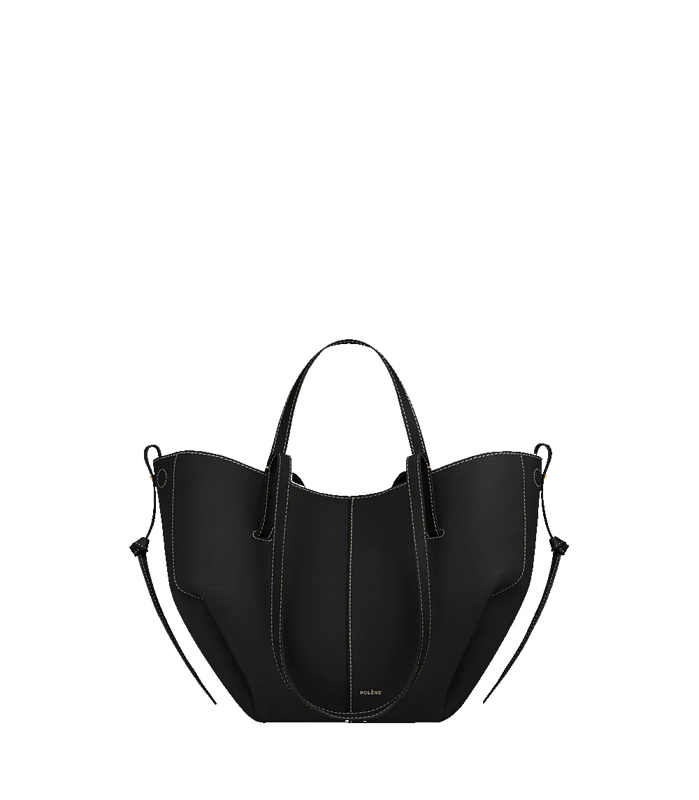 Cyme Mini - Textured Black with Ecru Stitching sold by Polene