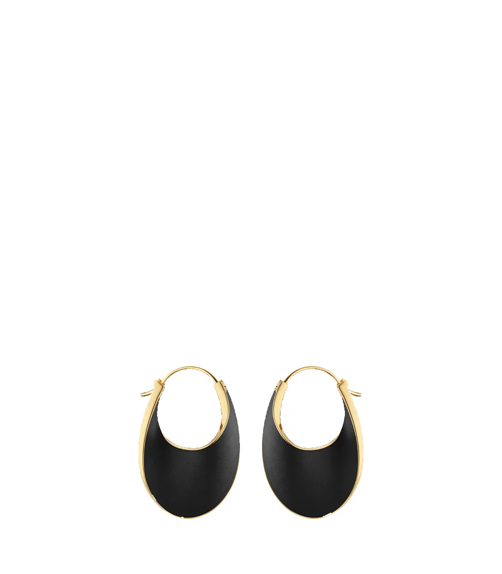 Éole Slim Hoop Earrings - Black Leather sold by Polène