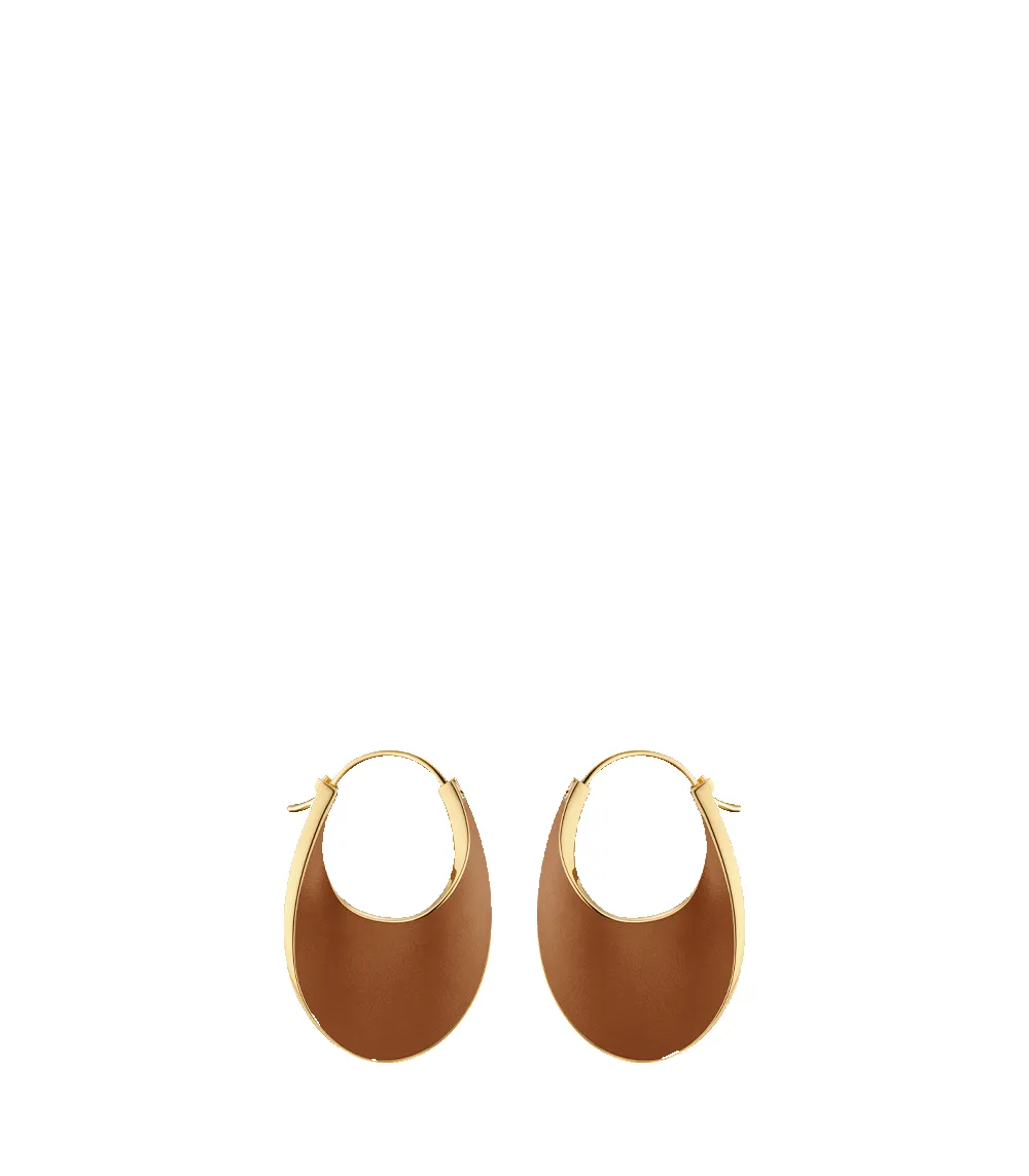 Éole Slim Hoop Earrings - Camel Leather sold by Polene