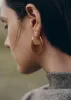 Éole Slim Hoop Earrings - Camel Leather sold by Polene