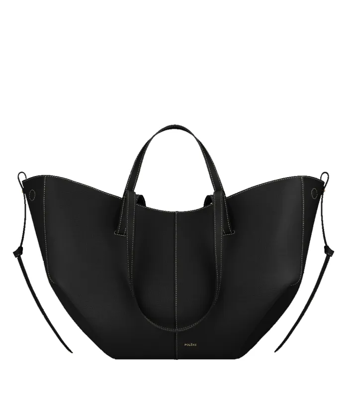 Cyme - Textured Black with Ecru Stitching sold by Polene
