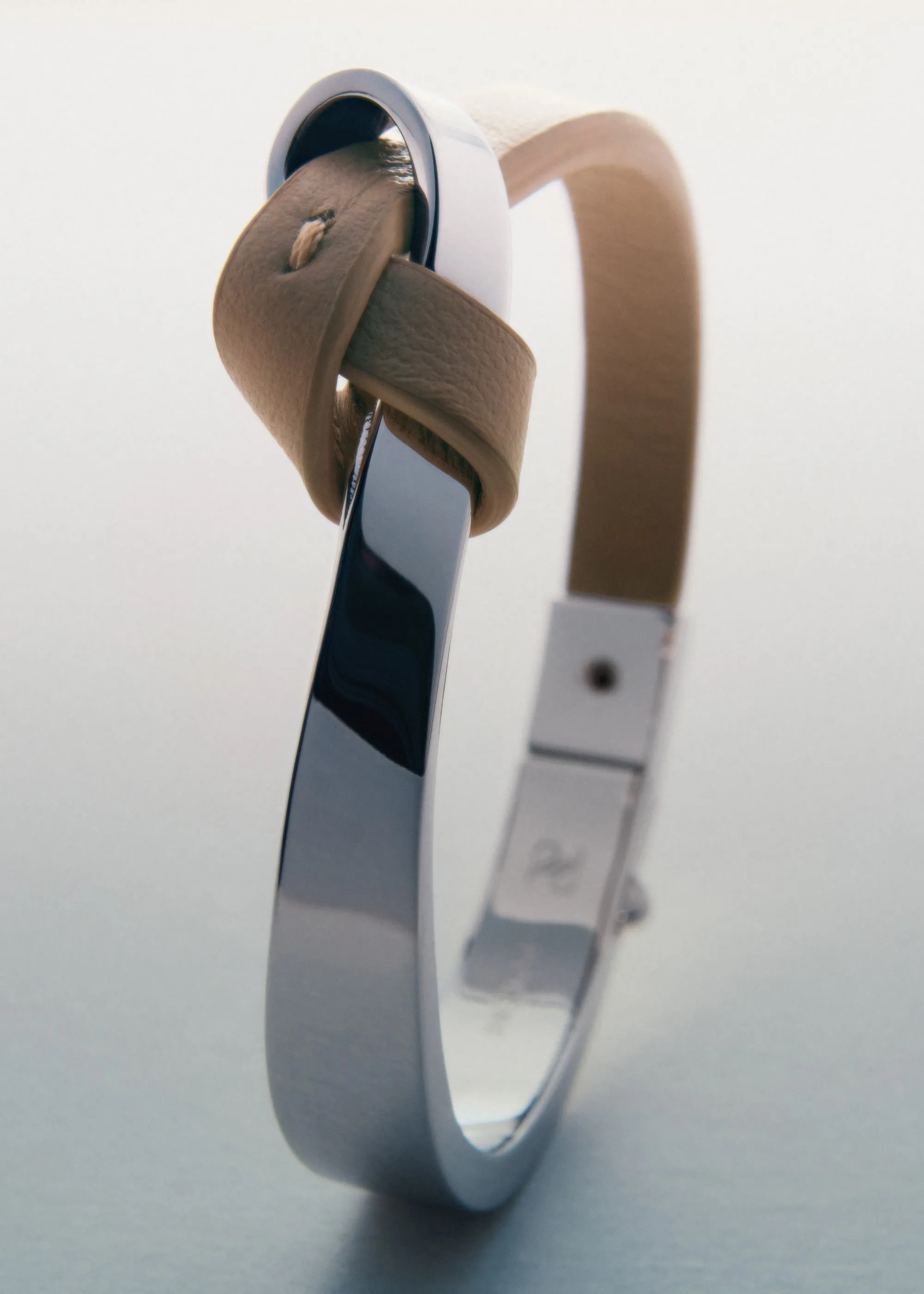 Ormé Bangle - Silver in rhodium with Taupe Leather sold by Polene product image thumbnail 3