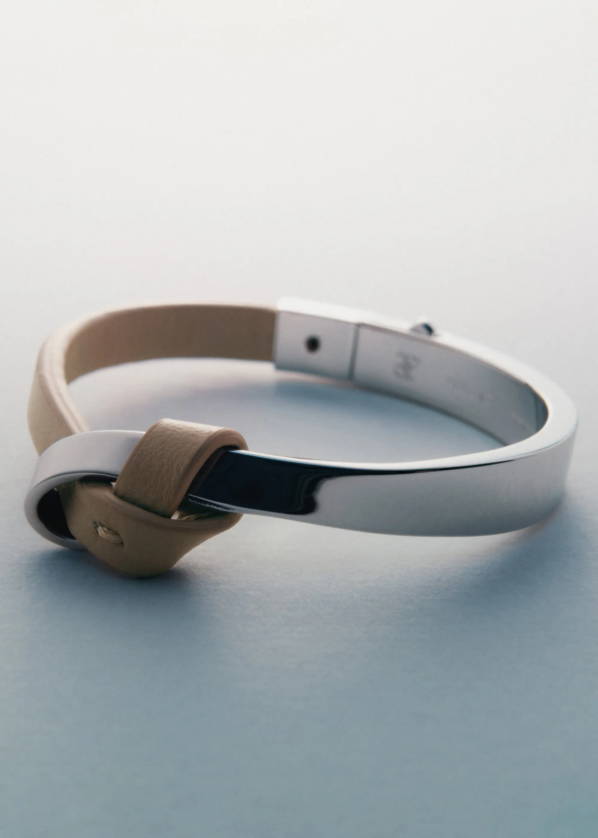 Ormé Bangle - Silver in rhodium with Taupe Leather sold by Polene product image thumbnail 2