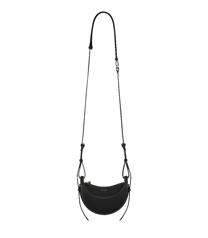 Numéro Dix Micro - Smooth Black with Ecru Stitching made by Polene