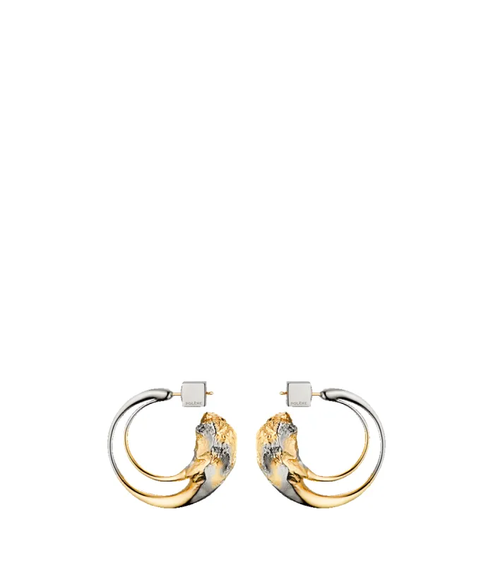 Eroz Hoop Earrings - Duo palladium with 24 carat gold plating sold by Polene