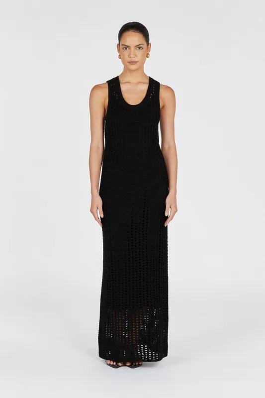 HUNTER BLACK CROCHET MAXI DRESS sold by Dissh