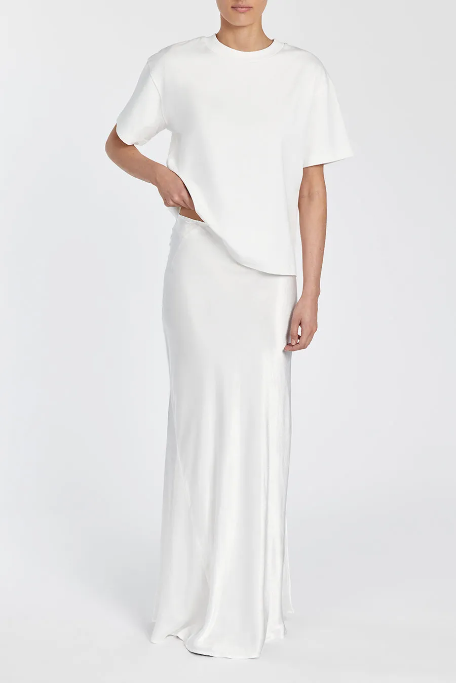 CHARLI WHITE SATIN MAXI SKIRT sold by Dissh product image thumbnail 2