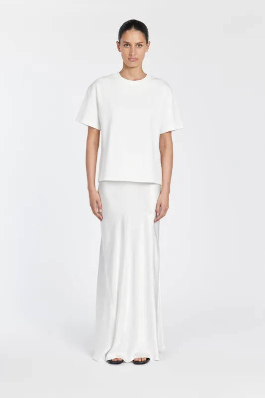 CHARLI WHITE SATIN MAXI SKIRT sold by Dissh