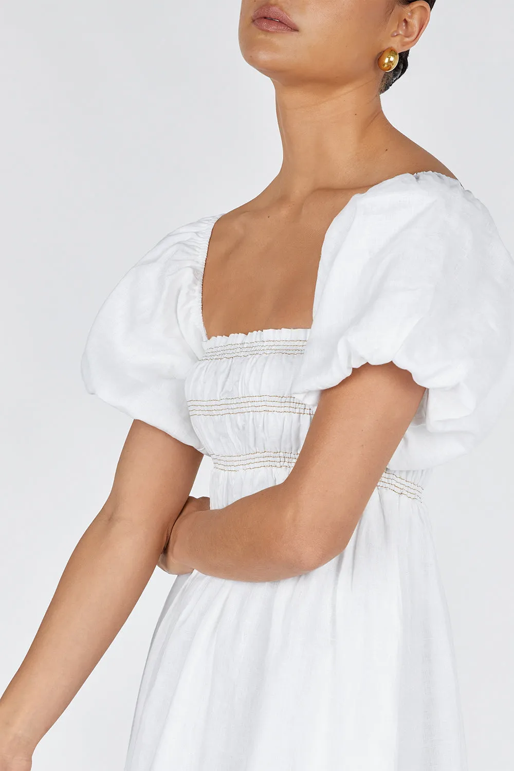 BIANCA WHITE LINEN MIDI DRESS sold by Dissh product image thumbnail 5