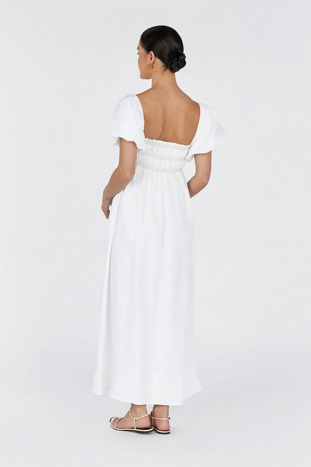 BIANCA WHITE LINEN MIDI DRESS sold by Dissh product image thumbnail 4
