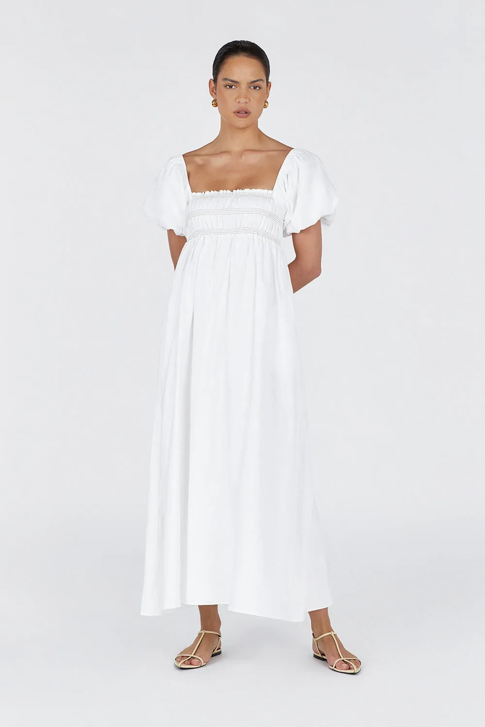 BIANCA WHITE LINEN MIDI DRESS sold by Dissh product image thumbnail 2