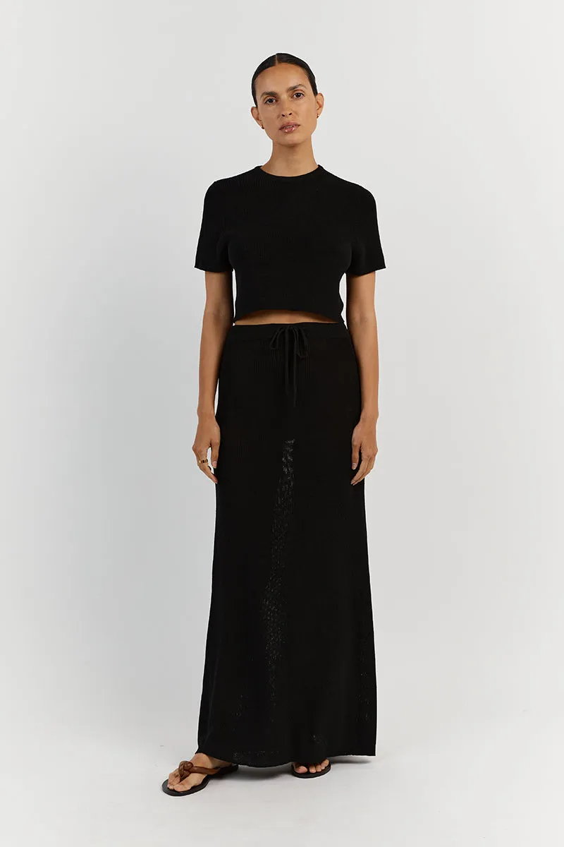 ASHER BLACK KNIT CROPPED TEE sold by Dissh